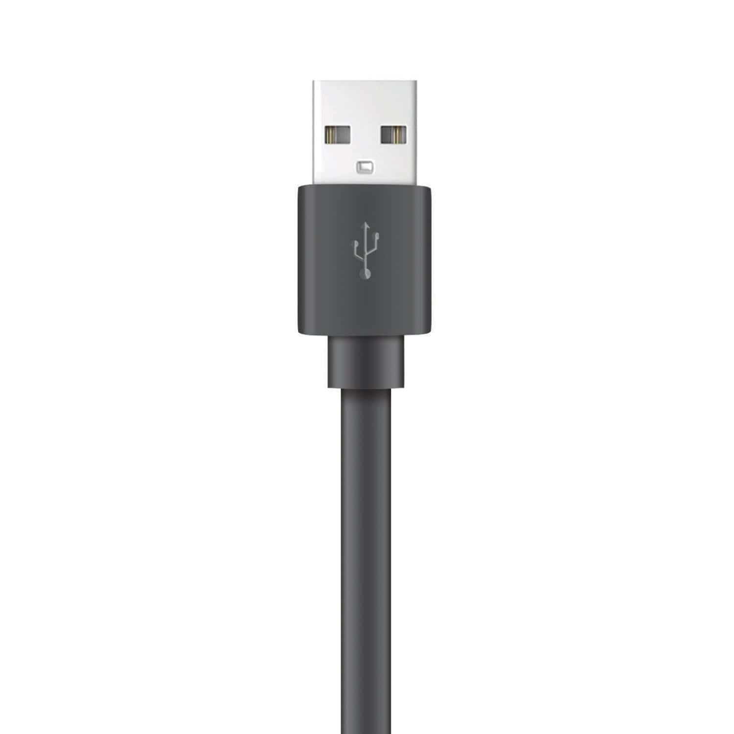 XYST Charge and Sync USB to USB-C Flat Cable, 4 Ft., Black