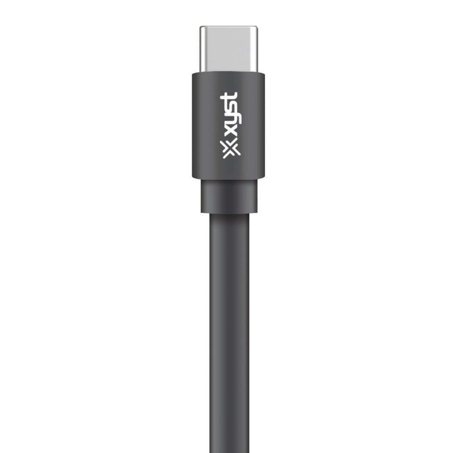 XYST Charge and Sync USB to USB-C Flat Cable, 4 Ft., Black