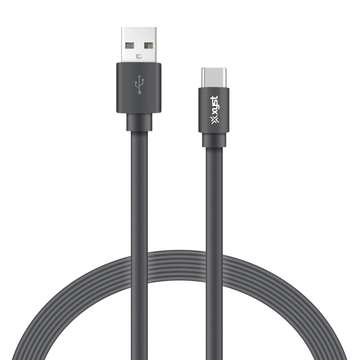 XYST Charge and Sync USB to USB-C Flat Cable, 4 Ft., Black