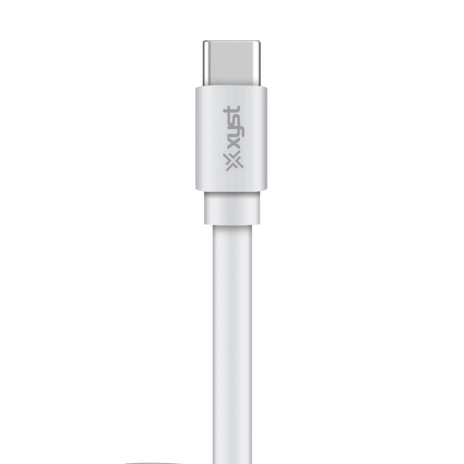 XYST Charge and Sync USB to USB-C Flat Cable, 4 Ft., White