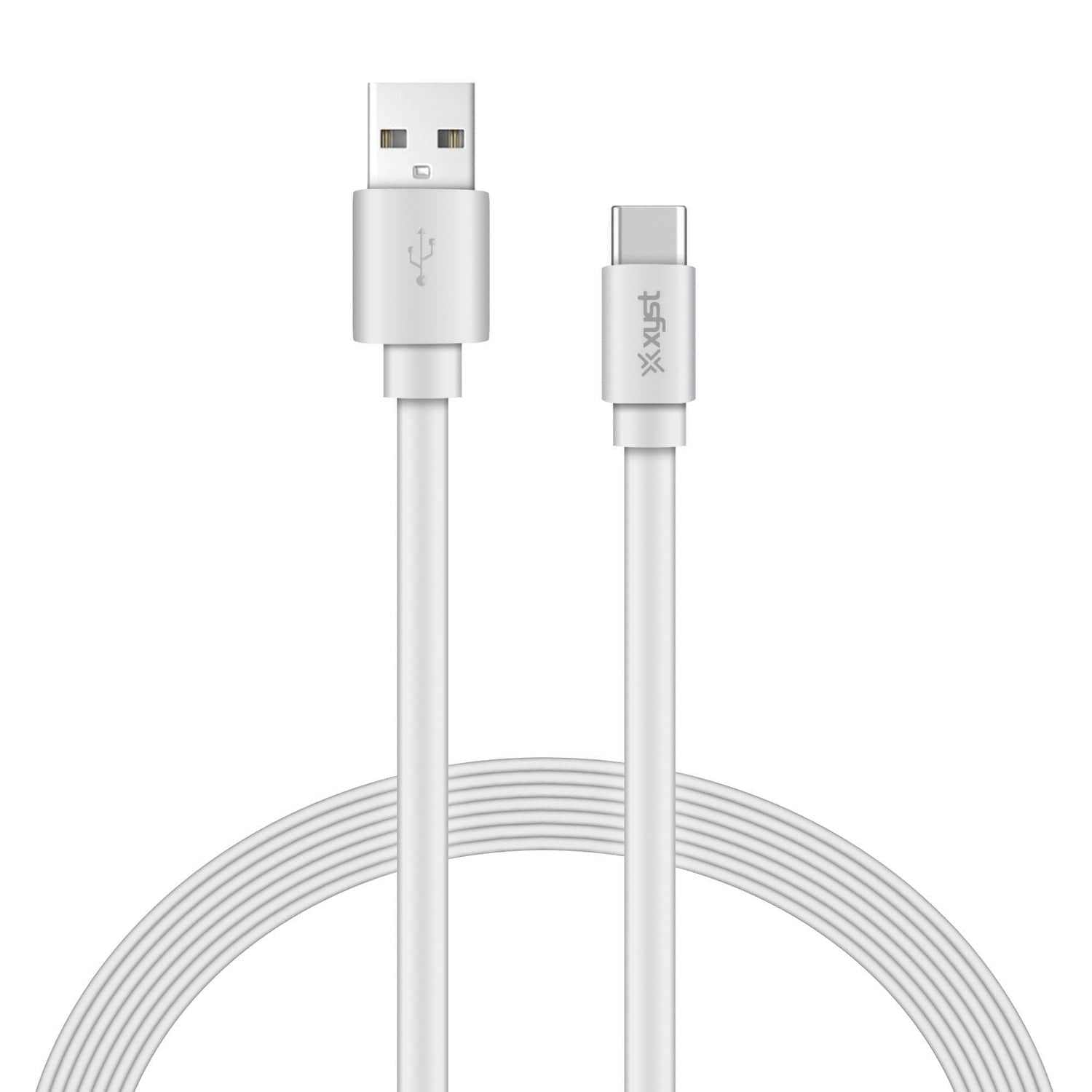 XYST Charge and Sync USB to USB-C Flat Cable, 4 Ft., White