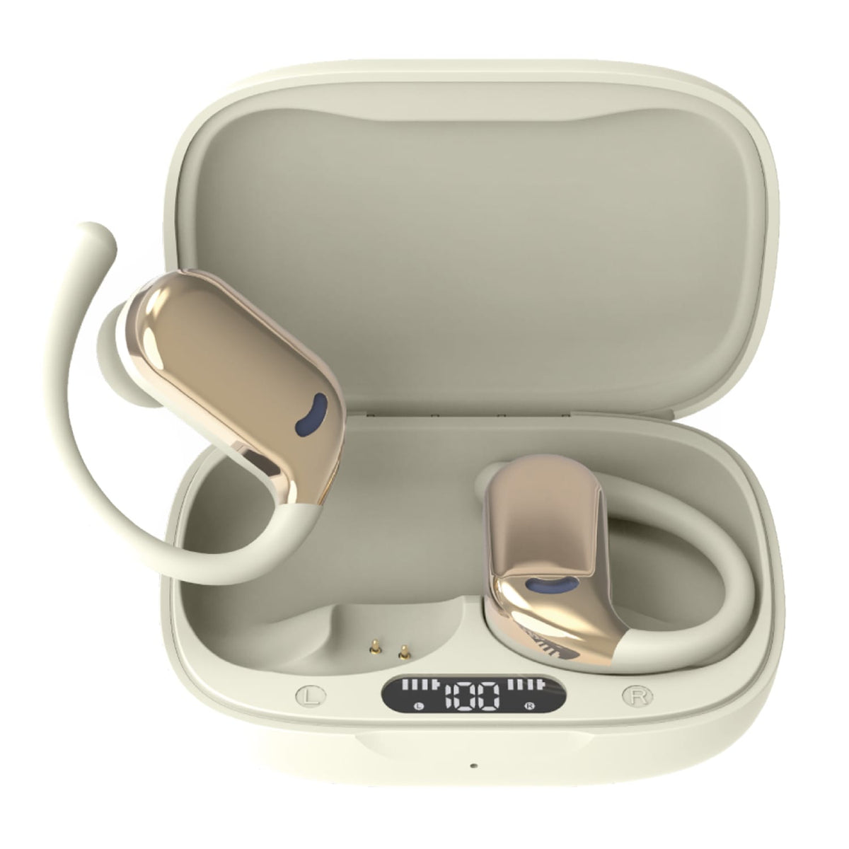 XYST Nyxa TWS Bluetooth v5.4 In-Ear Earphones with Mic, LED Battery Display on Charging Case, Flexible Earhooks, up to 6 Hours Play Time, Rose Gold