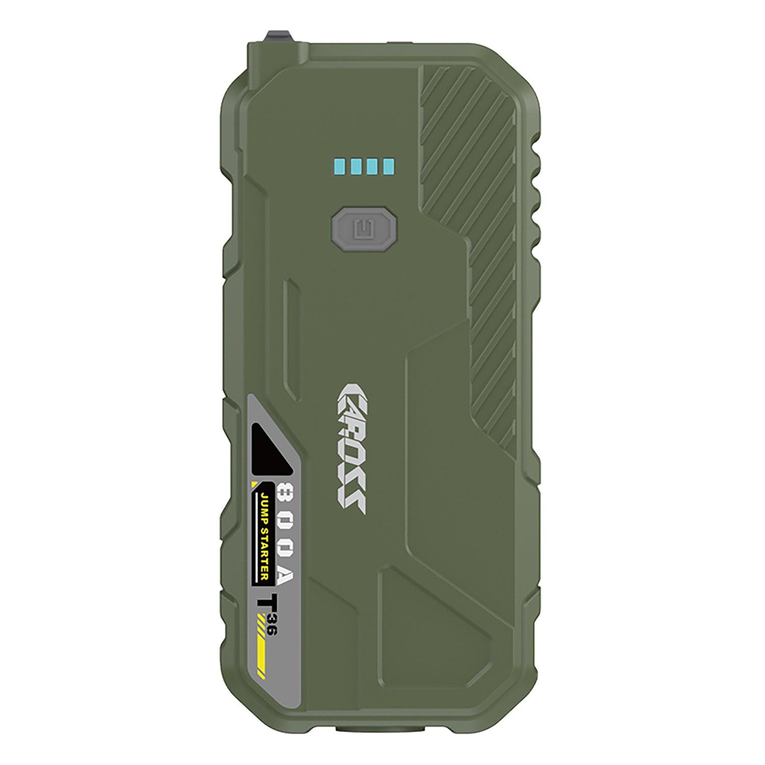 CAROSS T36 Portable Car Jump Starter and USB Power Bank with 800-Amp Peak, Advanced Protection Jumper Clamps, LED Light, and QC Fast Charger, Green
