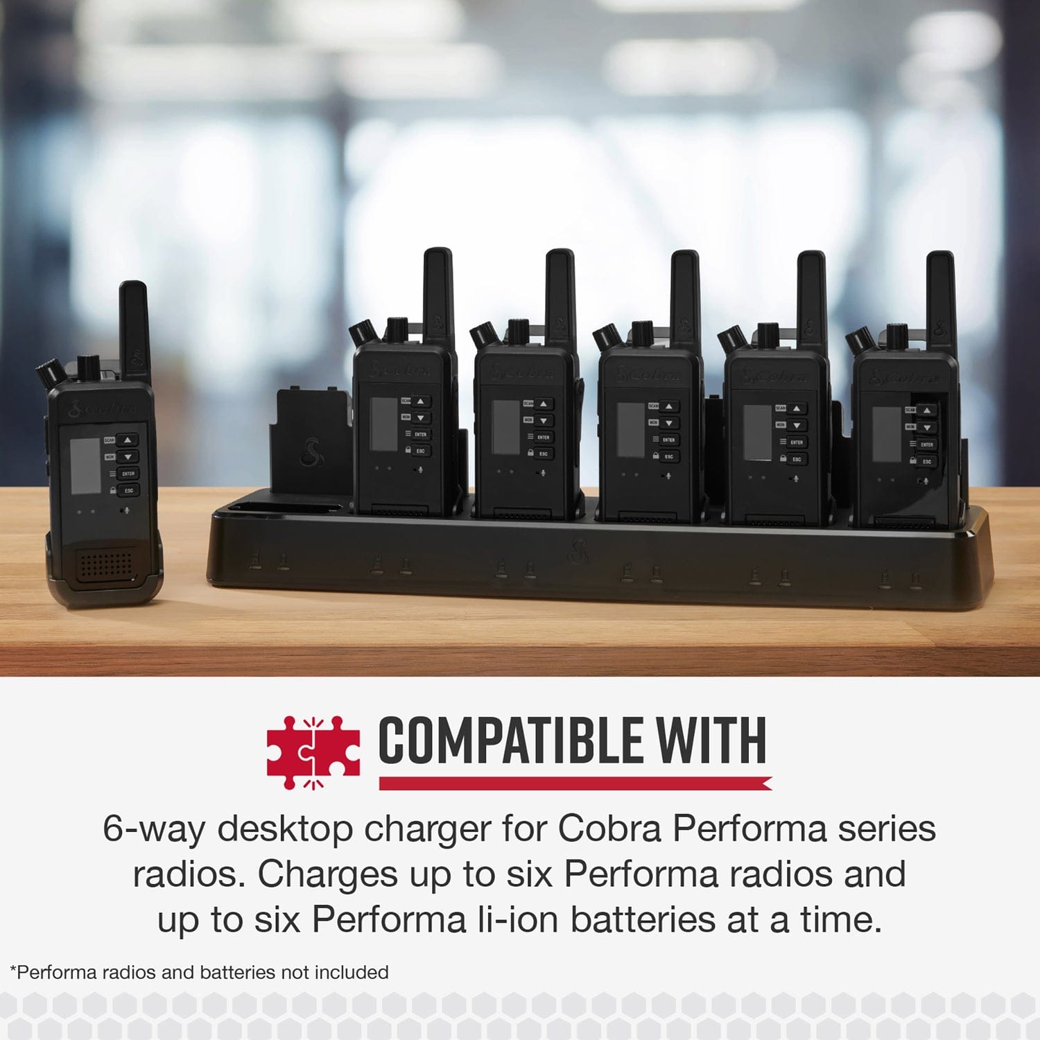 Cobra 6-Unit Dock Charger for Cobra Performa 400/450 2-Way Handheld Business Radios, 0010077-2