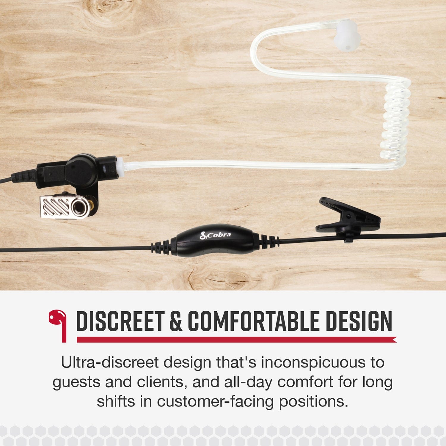 Cobra Surveillance Earpiece for Cobra Performa 400/450 2-Way Handheld Business Radios and Select Non-Cobra Devices, 0010097-1