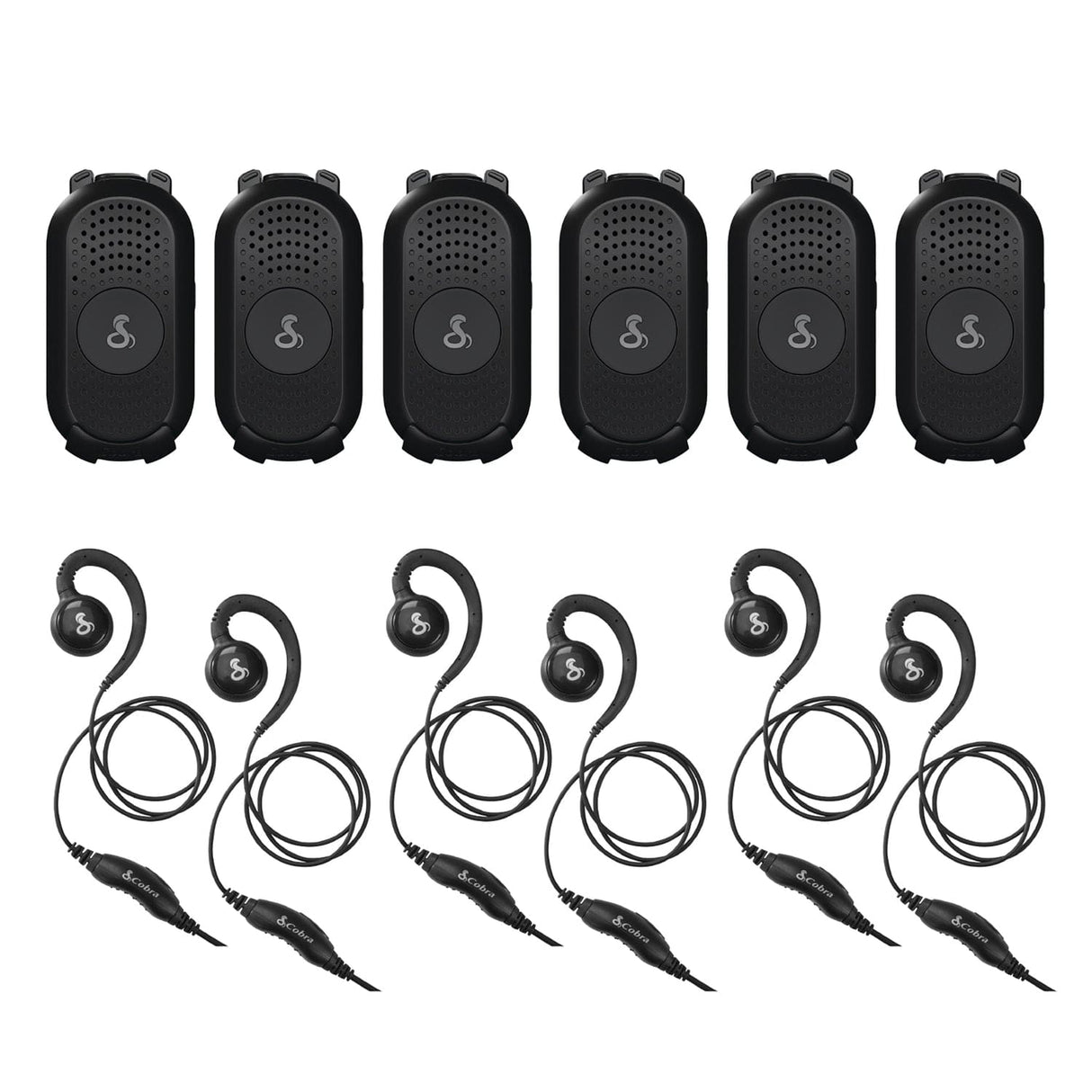 Cobra PX280 Compact 2-Way Handheld Business Radio with Dual-Dock Charger and Headset, 6 Pack
