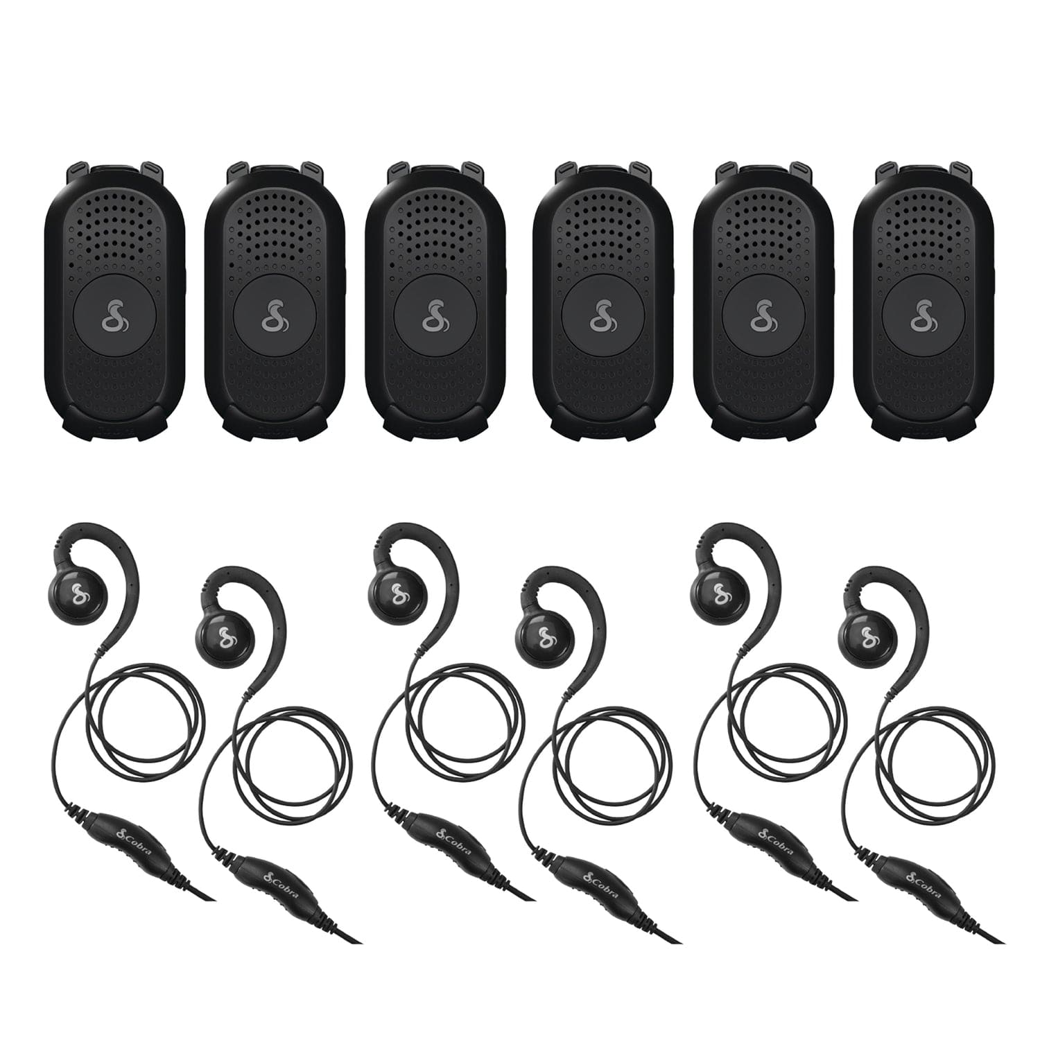 Cobra PX280 Compact 2-Way Handheld Business Radio with Dual-Dock Charger and Headset, 6 Pack