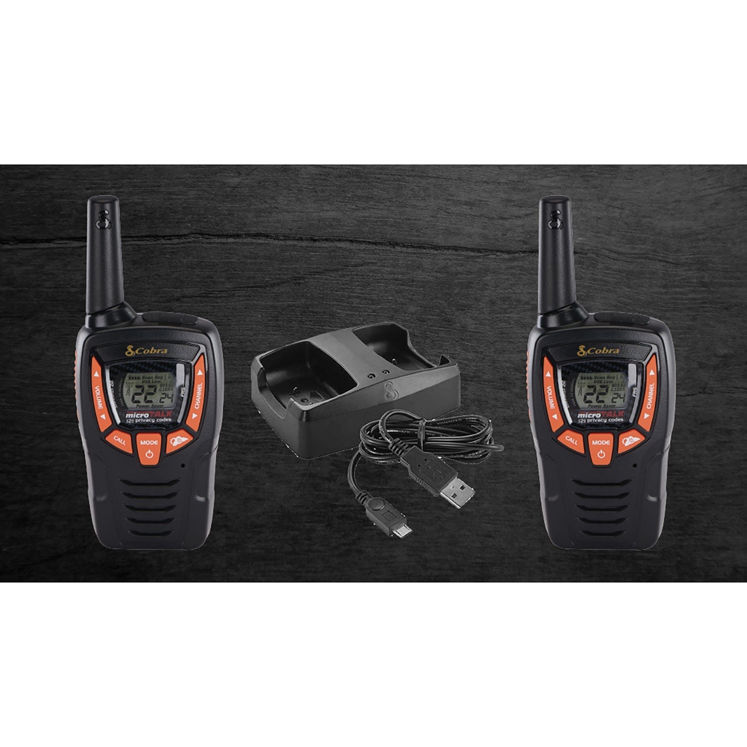 Cobra microTALK GMRS/FRS Walkie Talkies Pair, Black, CXT390