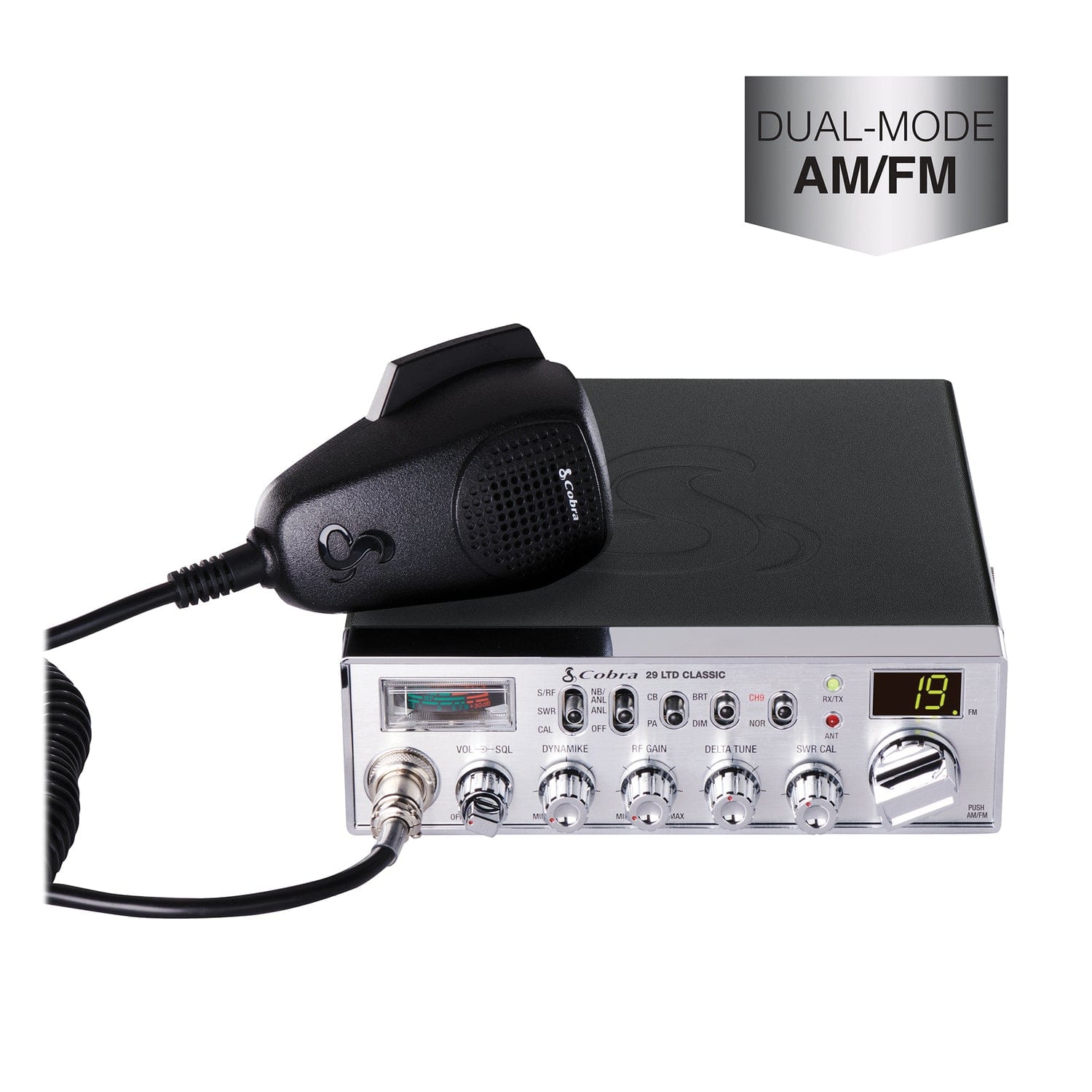 Cobra 40-Channel AM/FM CB Radio with Microphone, 29 LTD Classic, Black
