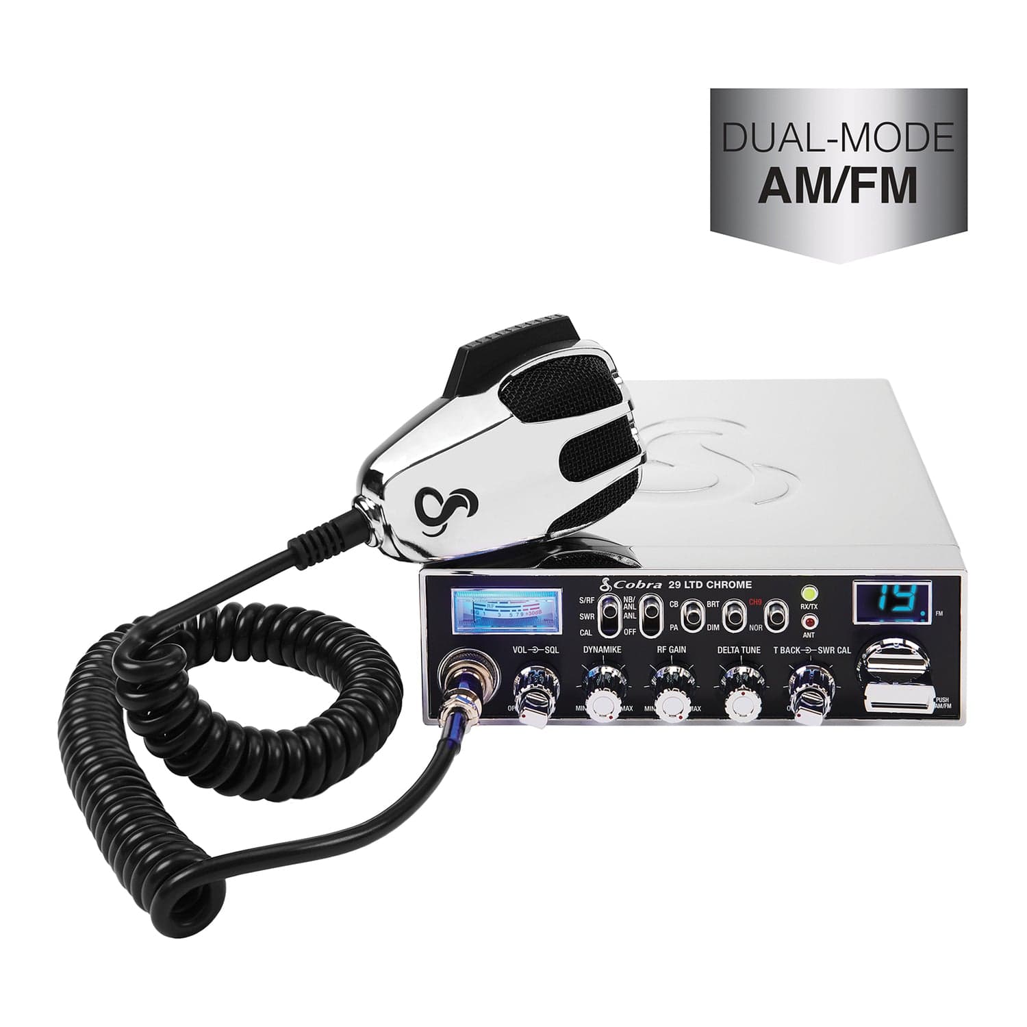 Cobra 40-Channel AM/FM CB Radio with Microphone, 29 LTD Classic, Chrome