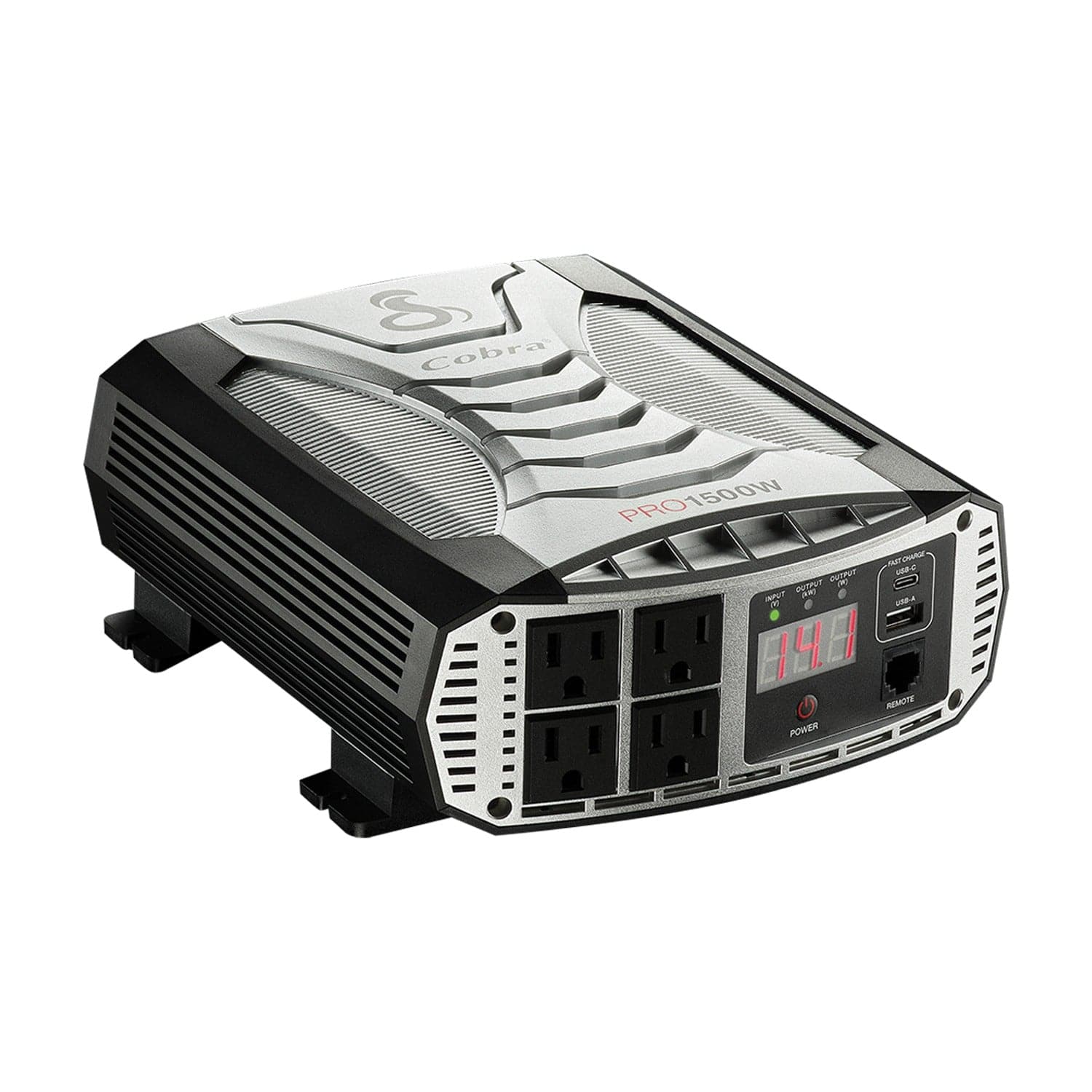 Cobra 4-AC Outlet and 2-USB Port 1500-Continuous-Watt PRO 1500W Vehicle Power Inverter with Battery Power Cables, CPI1500W