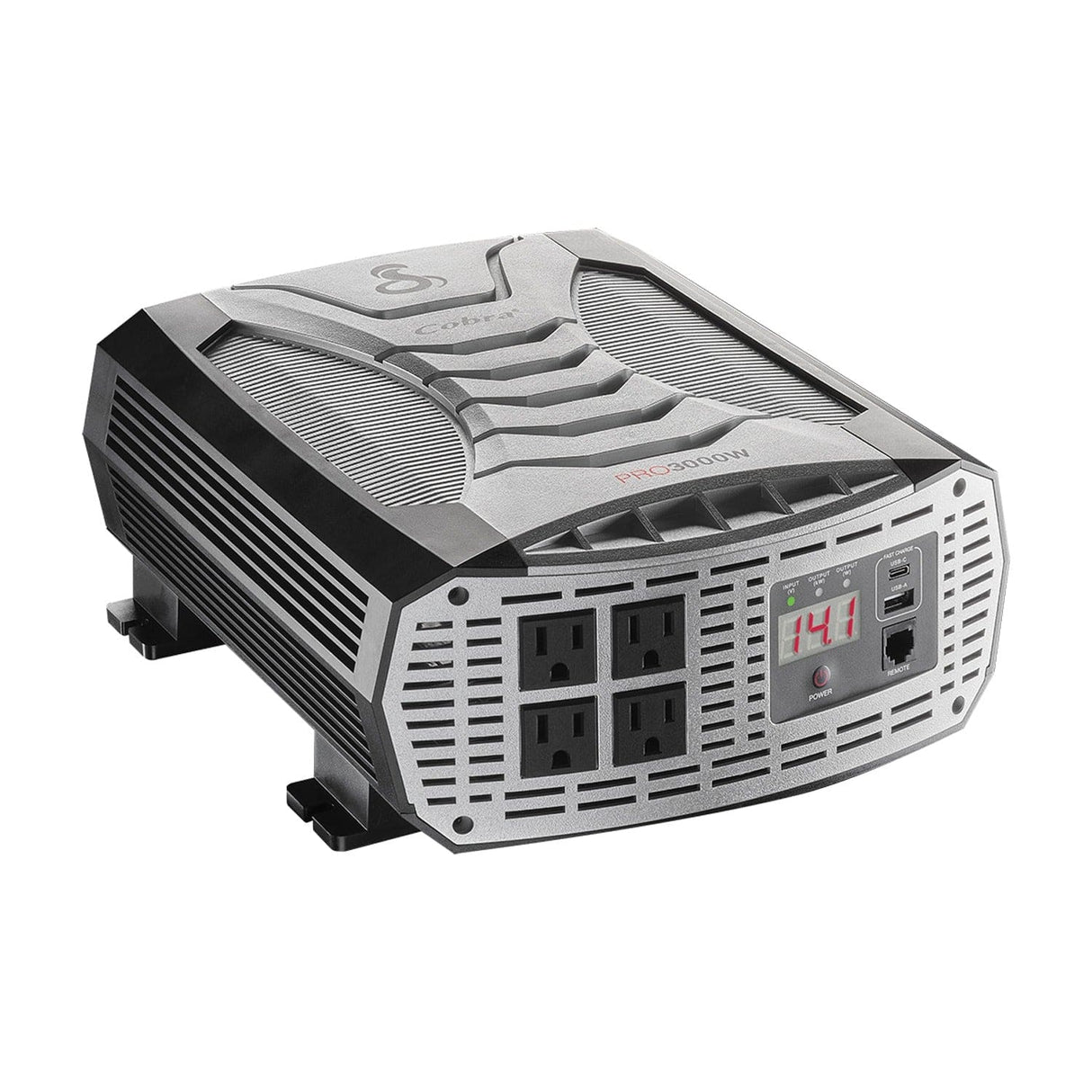 Cobra 4-AC Outlet and 2-USB Port 3000-Continuous-Watt PRO 3000W Pro-Grade Vehicle Power Inverter with Battery Power Cables and Remote, CPI3000W