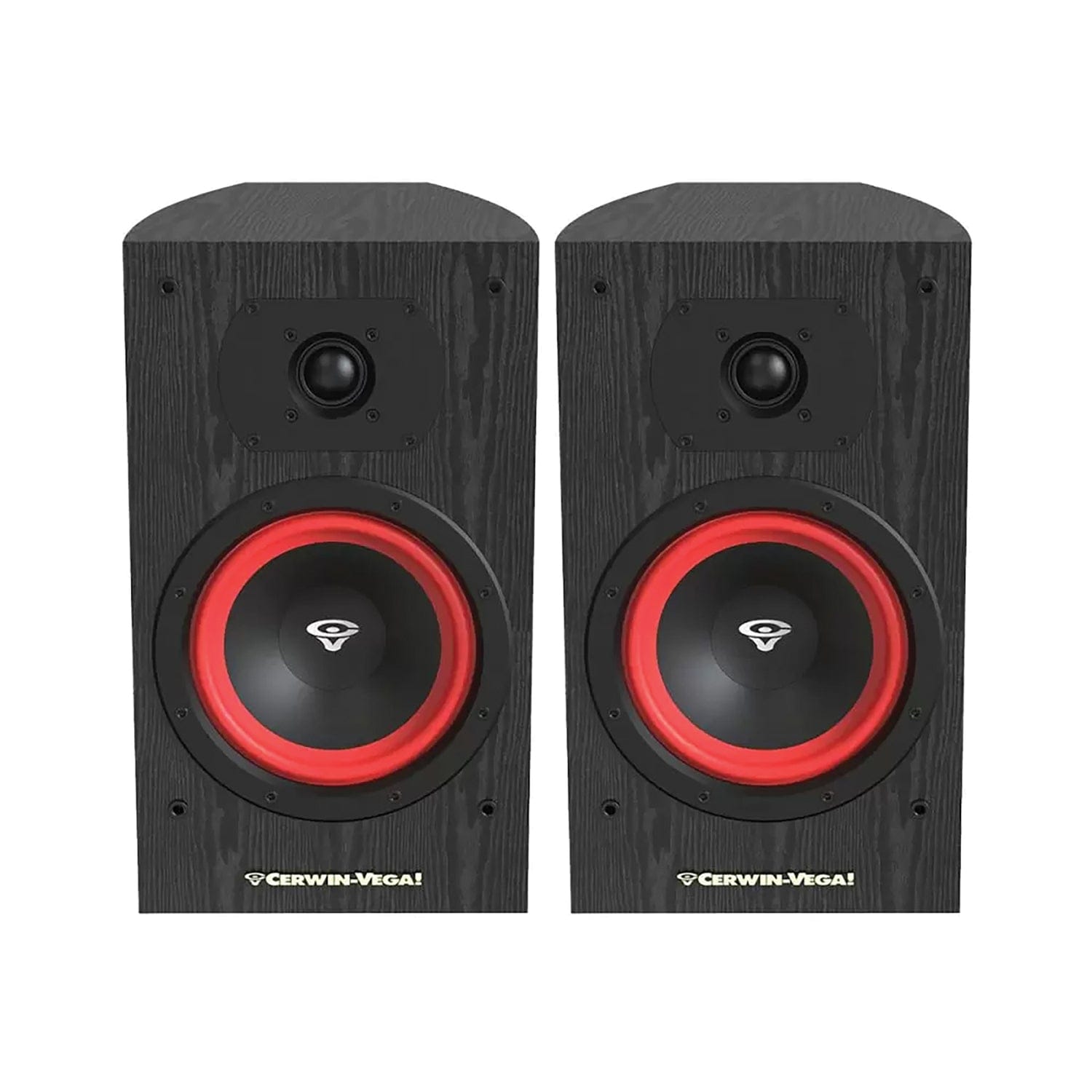 Cerwin-Vega 150-Watt-Peak LA165 Powered Bookshelf Speaker Set with 6.5-In. Woofers, Red Butyl Surrounds, and Curved Cabinets, Pair