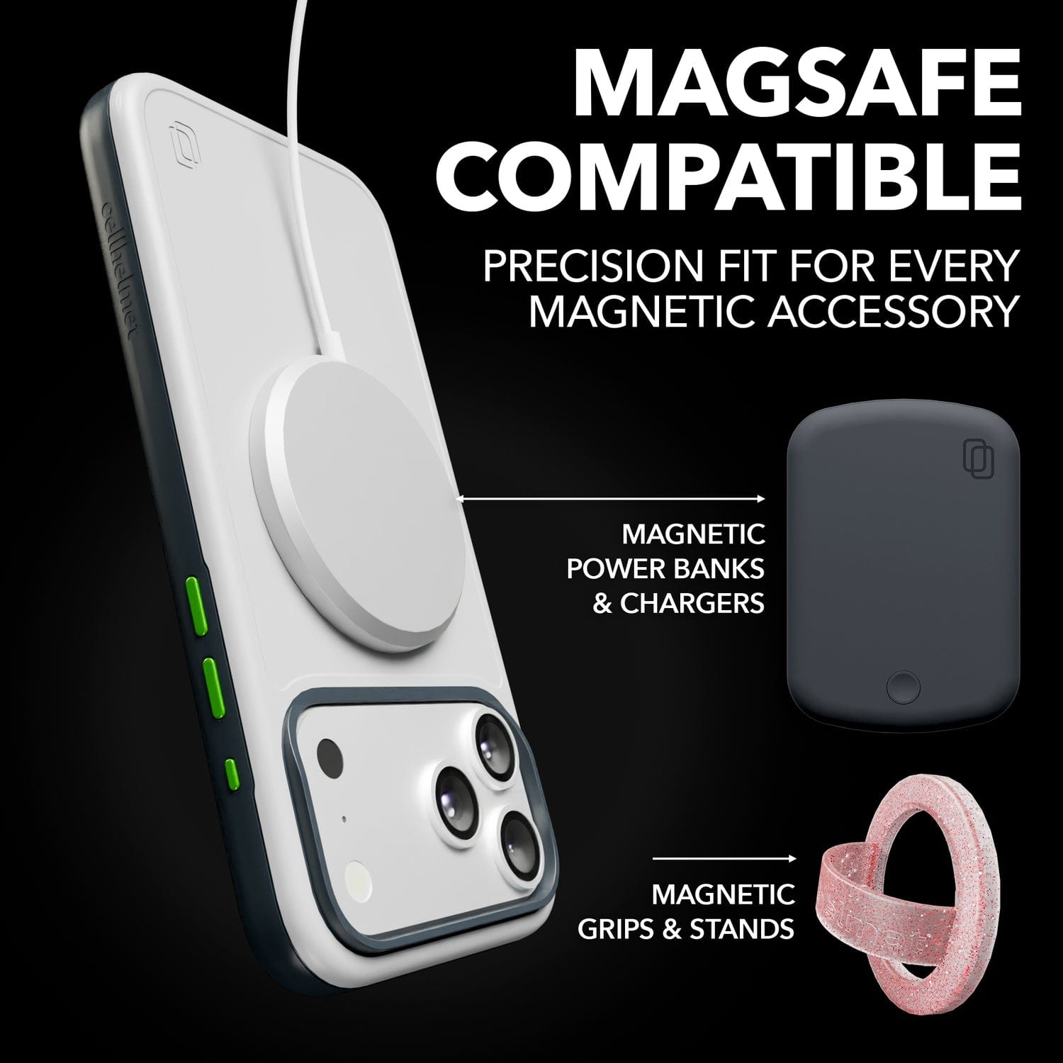 Cellhelmet Fortitude Series MagSafe-Compatible Case, iPhone 17, Hyper Slate