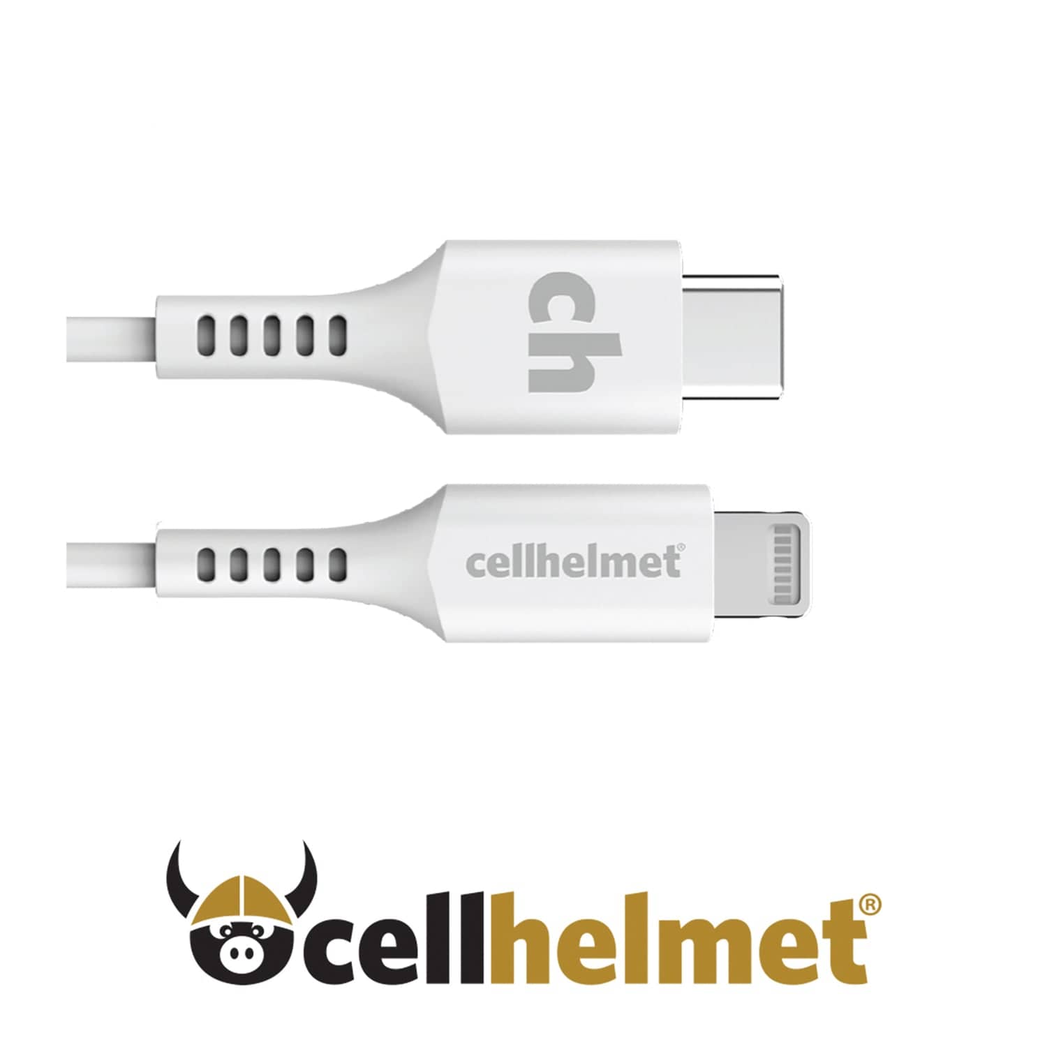Cellhelmet Charge and Sync USB-C to Lightning Round Cable, 3 Ft.