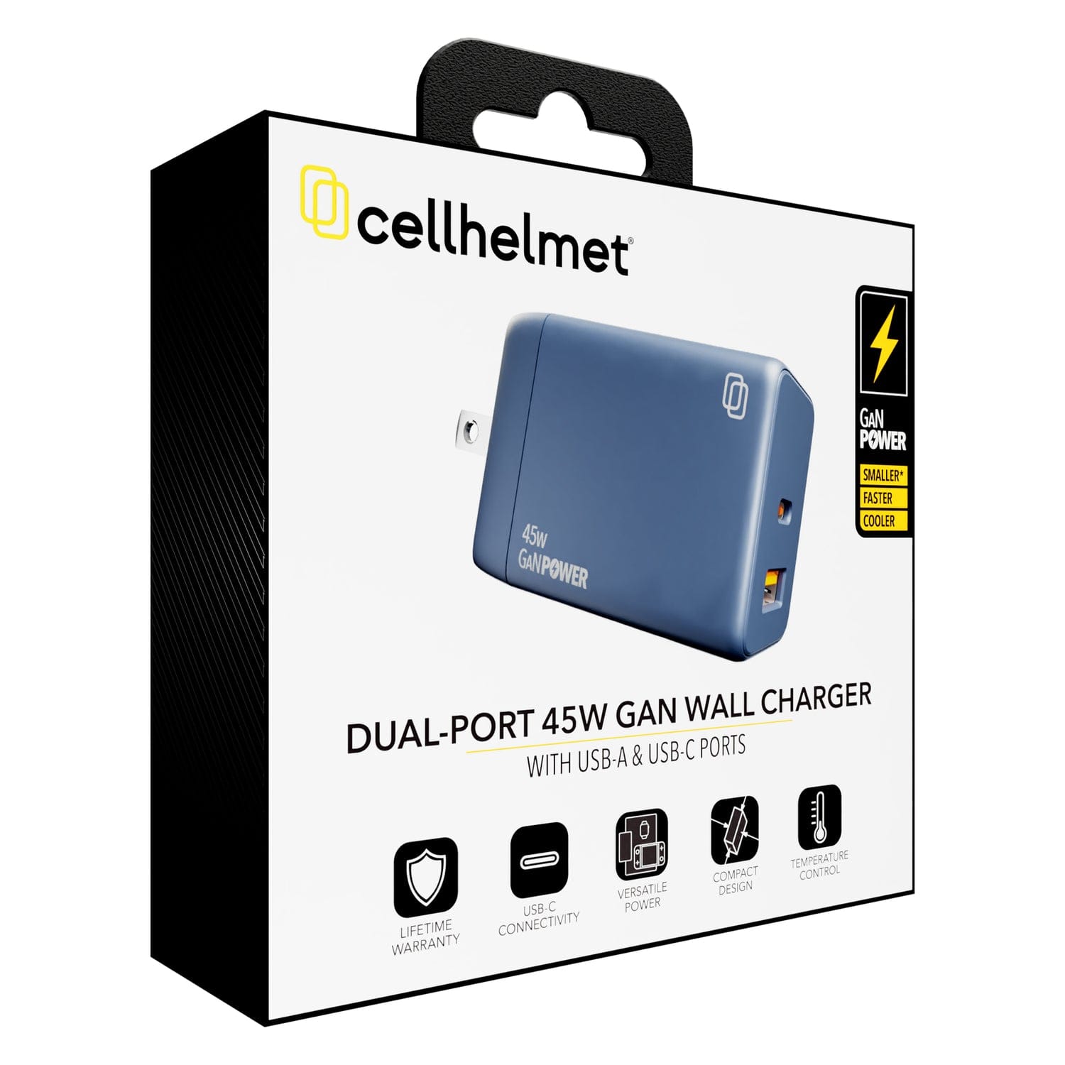 Cellhelmet Dual-Port 45-Watt USB-C and USB-A GaN Wall Charger
