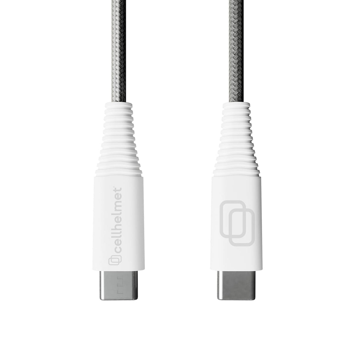 Cellhelmet Braided USB-C to USB-C Charge and Sync Round Cable, Gray, 6 Ft.