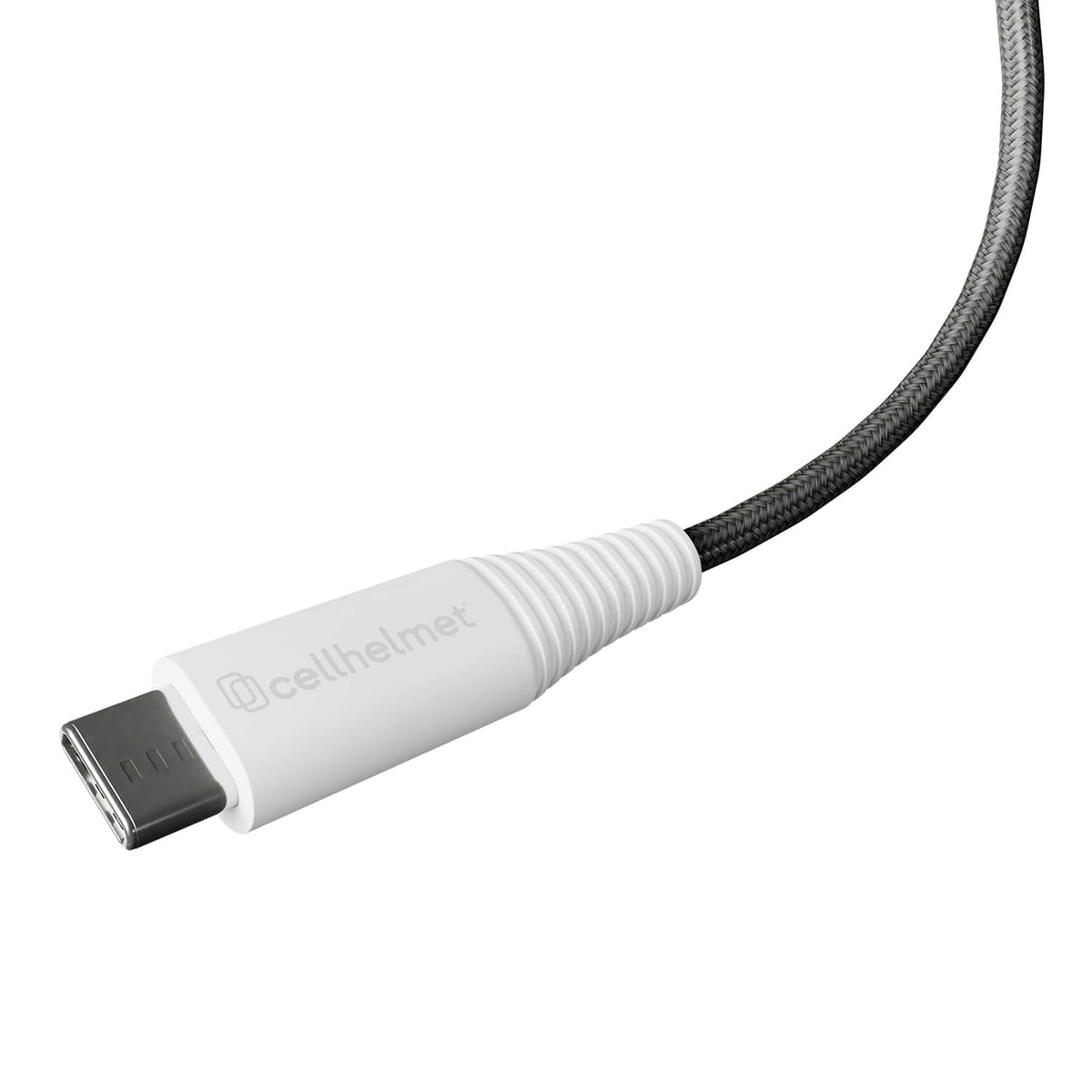 Cellhelmet Braided USB-C to USB-C Charge and Sync Round Cable, Gray, 6 Ft.