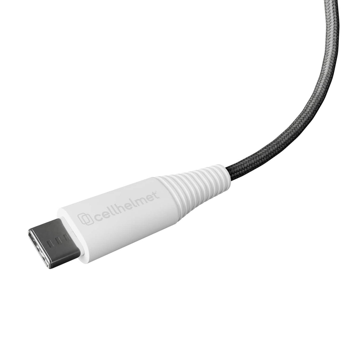 Cellhelmet Braided USB-C to USB-C Charge and Sync Round Cable, Gray, 15 Ft.