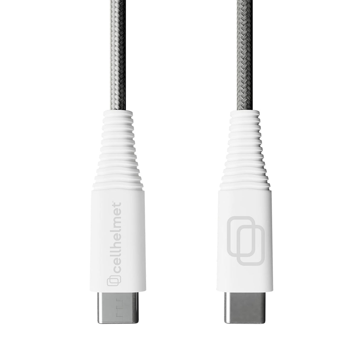 Cellhelmet Braided USB-C to USB-C Charge and Sync Round Cable, Gray, 6 Ft.; 2 Pack