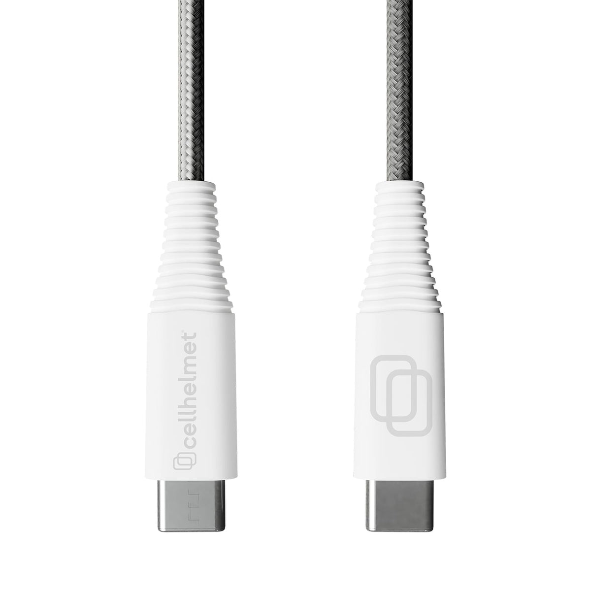 Cellhelmet Braided USB-C to USB-C Charge and Sync Round Cable, Gray, 3/6/10 Ft.