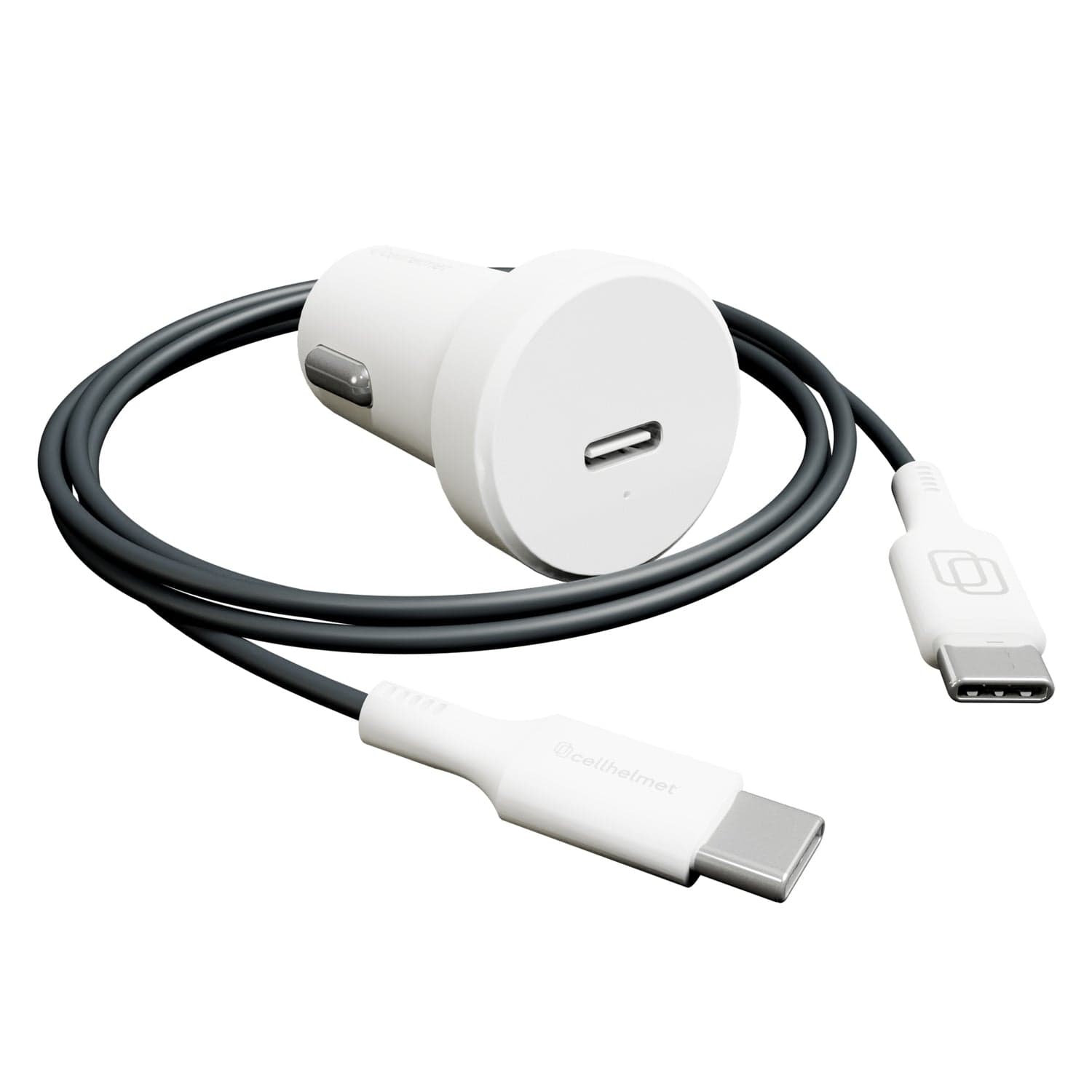 Cellhelmet 30-Watt PD Car Charger with 3-Ft. Round USB-C to USB-C Cable
