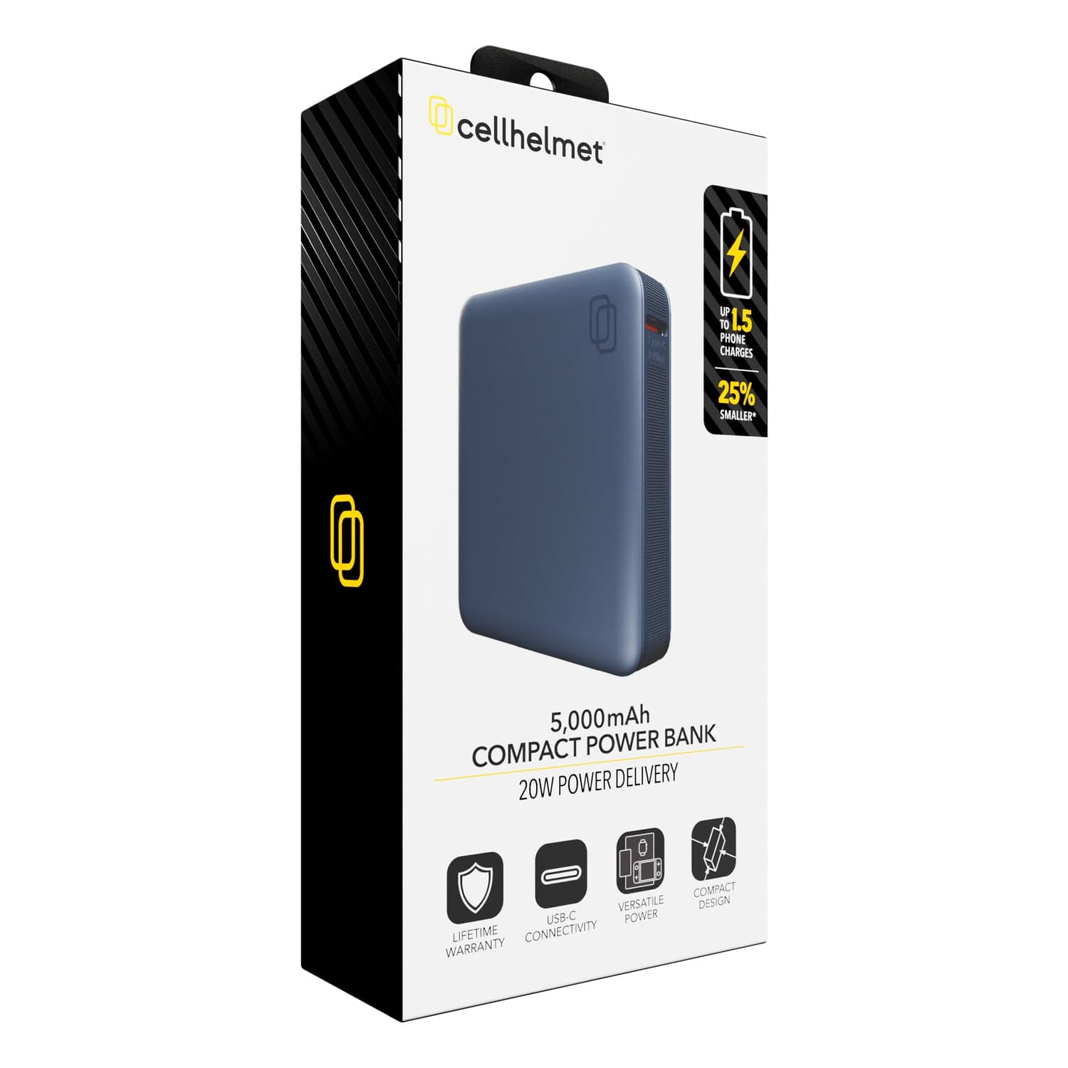 Cellhelmet 5000-mAh Portable USB-C Power Bank with 20-Watt Charging, PP-222