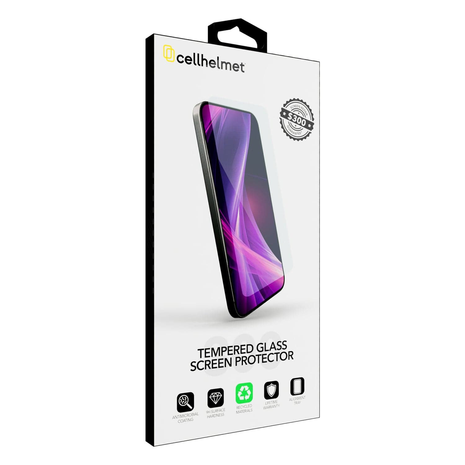 Cellhelmet Tempered Glass Screen Protector with Alignment Tray and $300 Coverage, iPhone 17/16 Pro