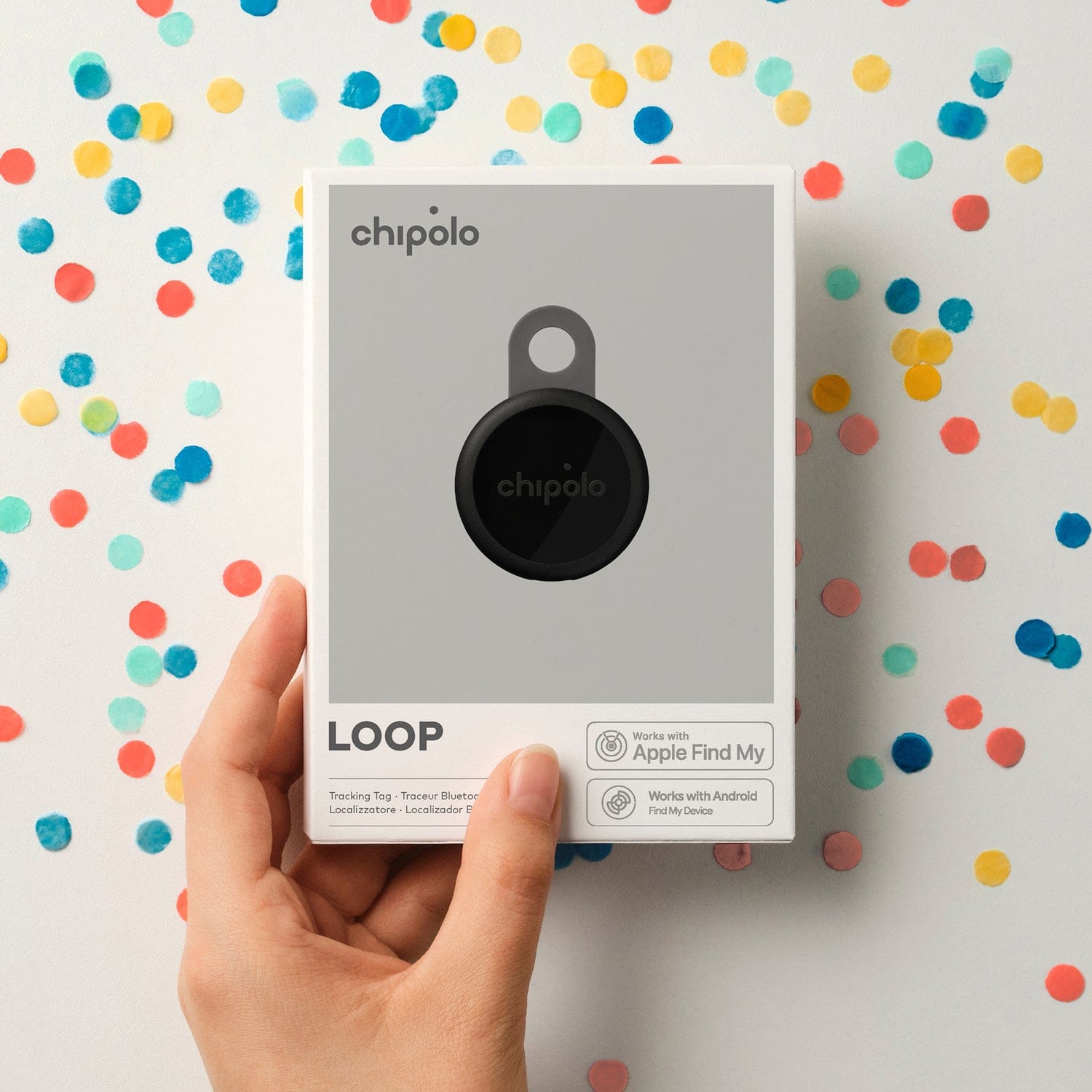 Chipolo LOOP Rechargeable Device Tracking Tag, 1 Pack, Charcoal