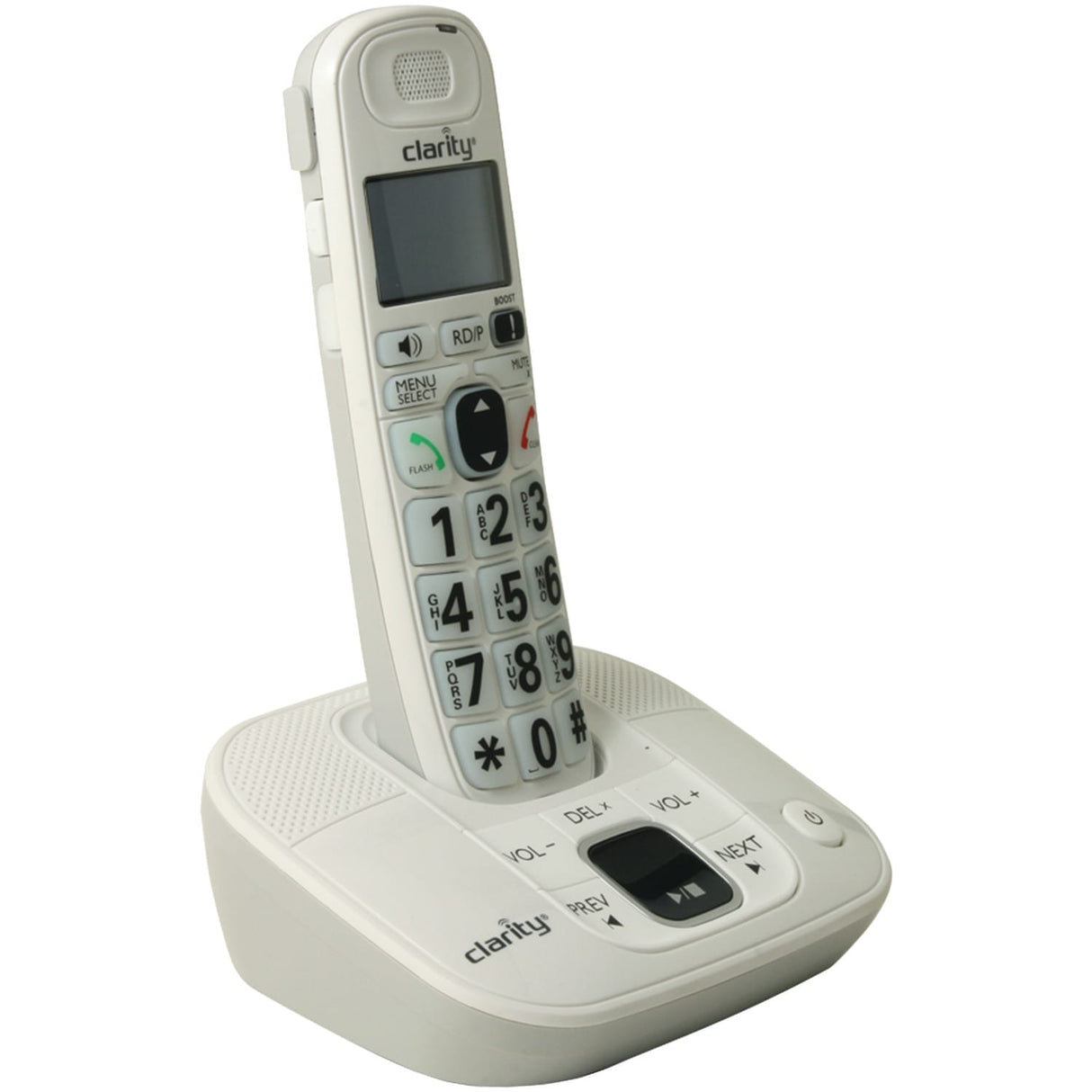 Clarity 1-Cordless Handset DECT 6.0 30-dB Amplified/Expandable Phone System for Landlines, Answering System, Big Buttons, and Backlit Display