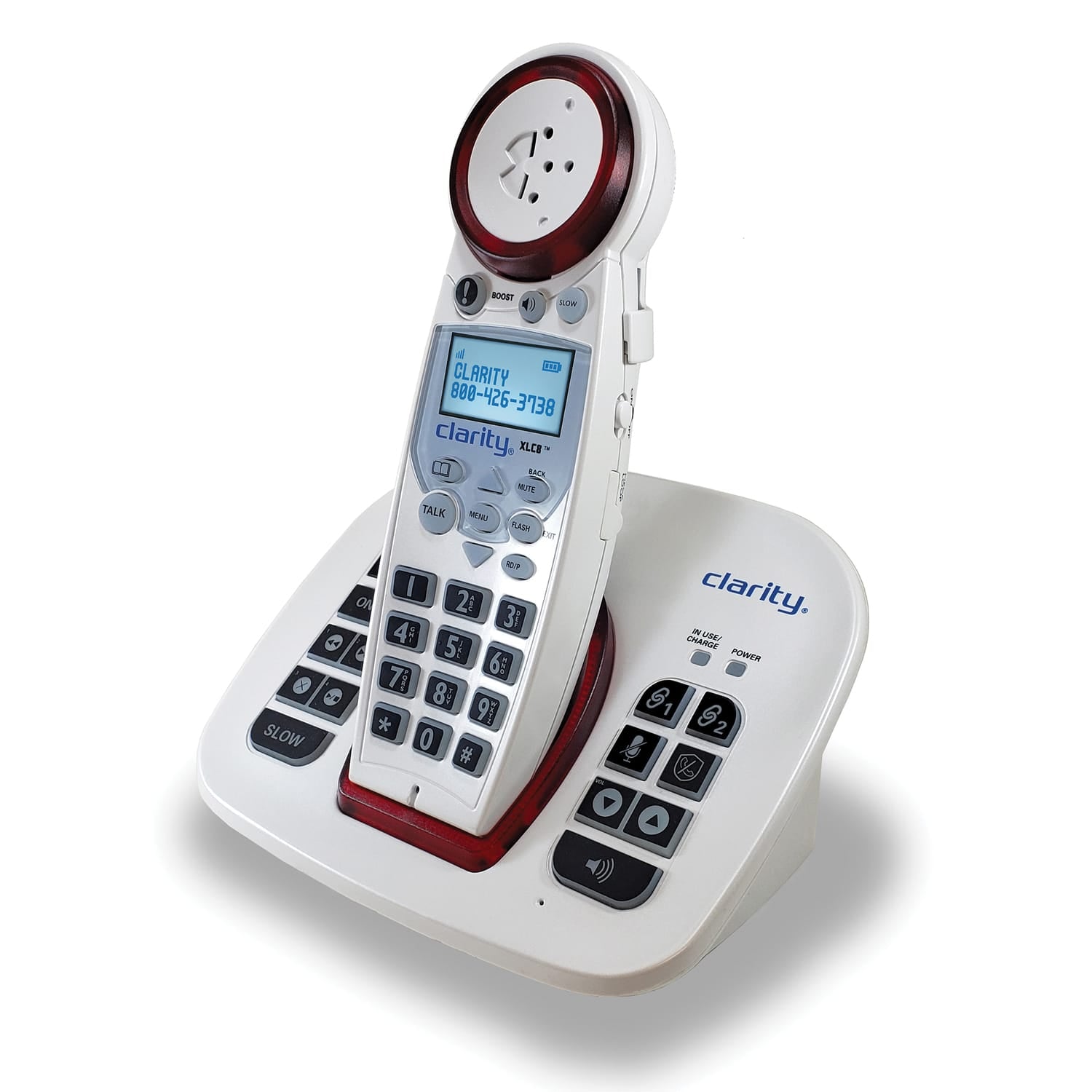 Clarity 1-Cordless Handset DECT 6.0 50-dB Amplified/Expandable Phone System for Landline, Answering System, Call Blocker, and Red Ringer, XLC8