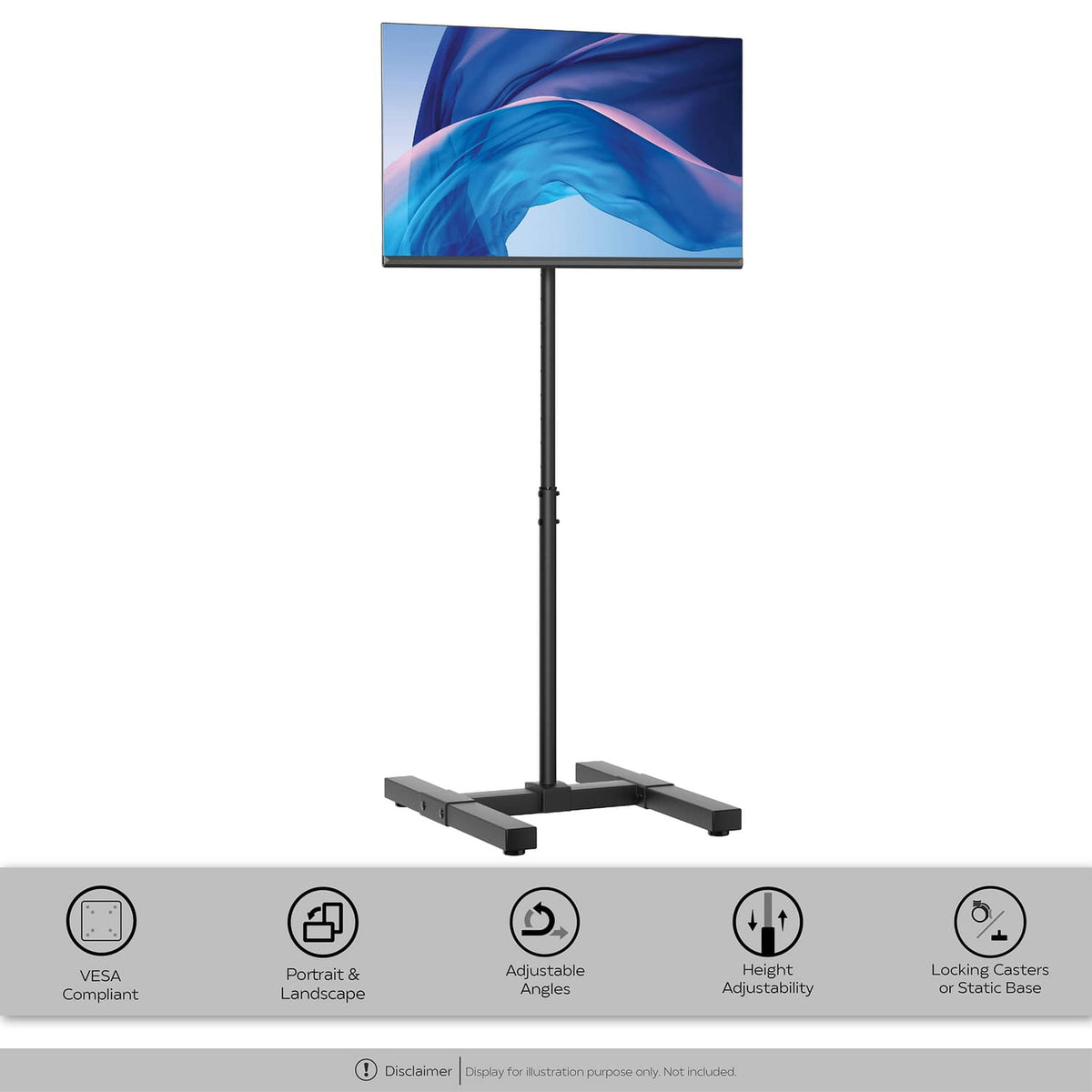 CTA Digital Height-Adjustable Floor Stand for 13-In. to 42-In. Displays