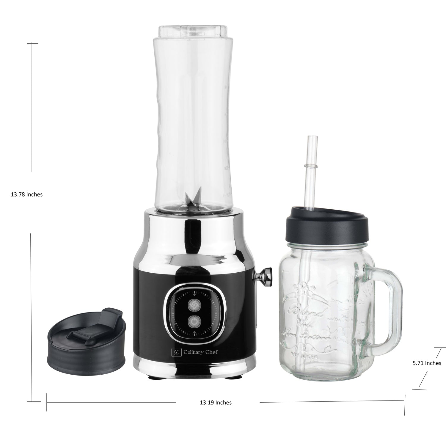 Culinary Chef 20.3-Oz. 2-Speed Retro Electric Smoothie Maker, Black