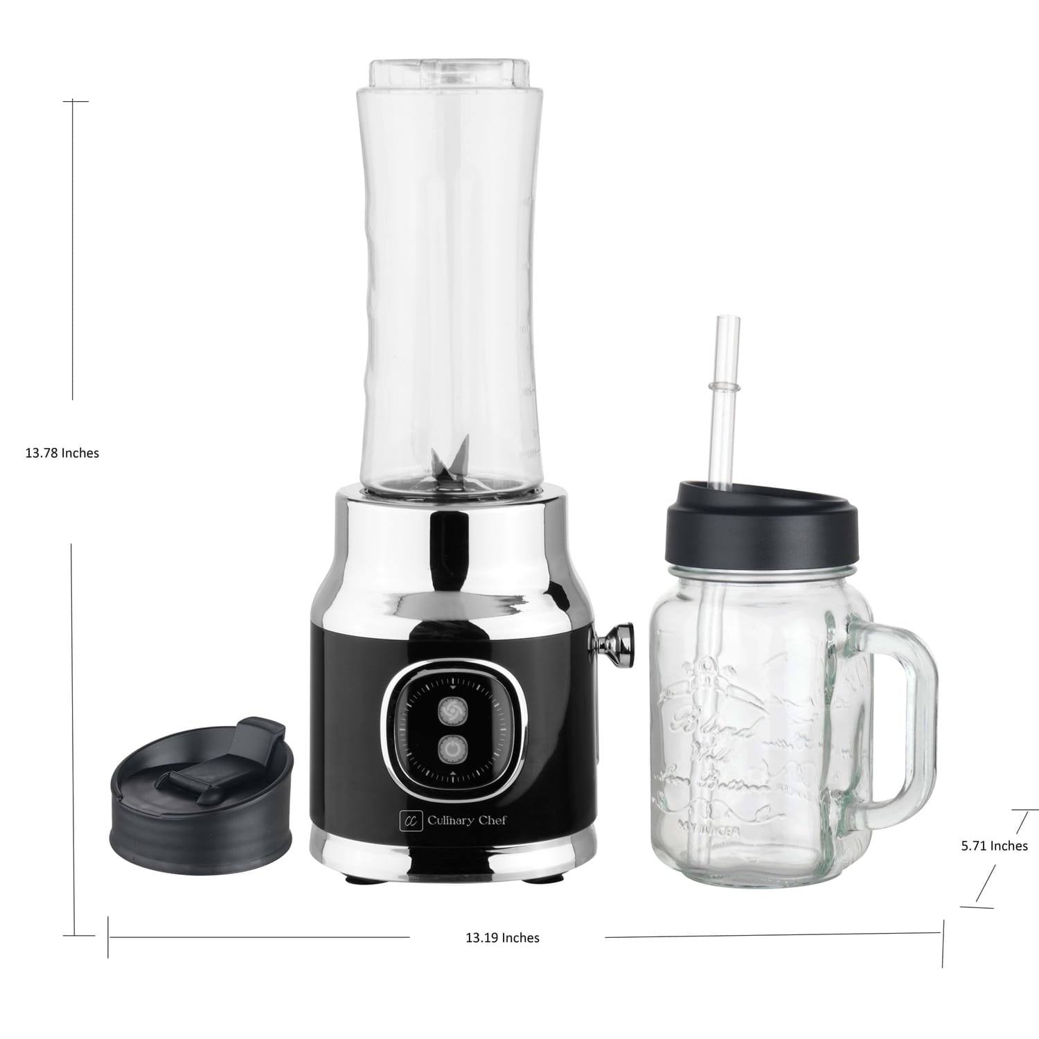 Culinary Chef 20.3-Oz. 2-Speed Retro Electric Smoothie Maker, Black