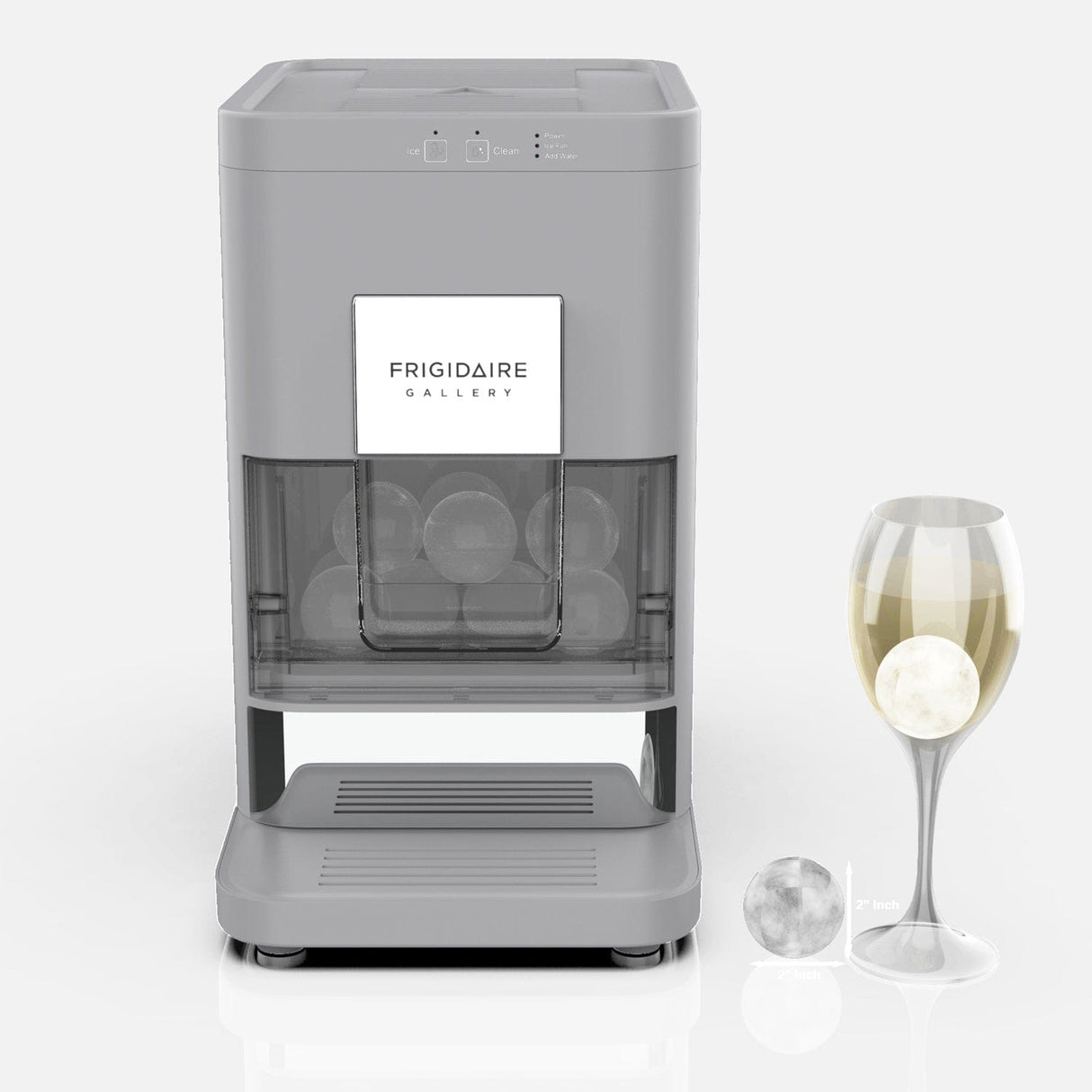 Frigidaire Touch-Control Artisanal Sphere-Shaped Clear Ice Maker, Gray