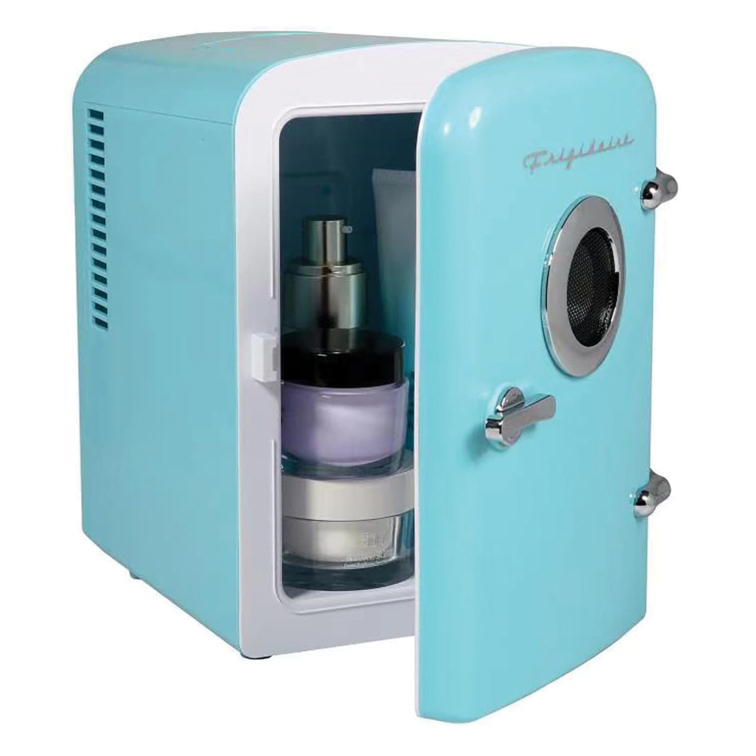 Frigidaire 6-Can Retro Portable Beverage Refrigerator with Bluetooth Speaker, Blue