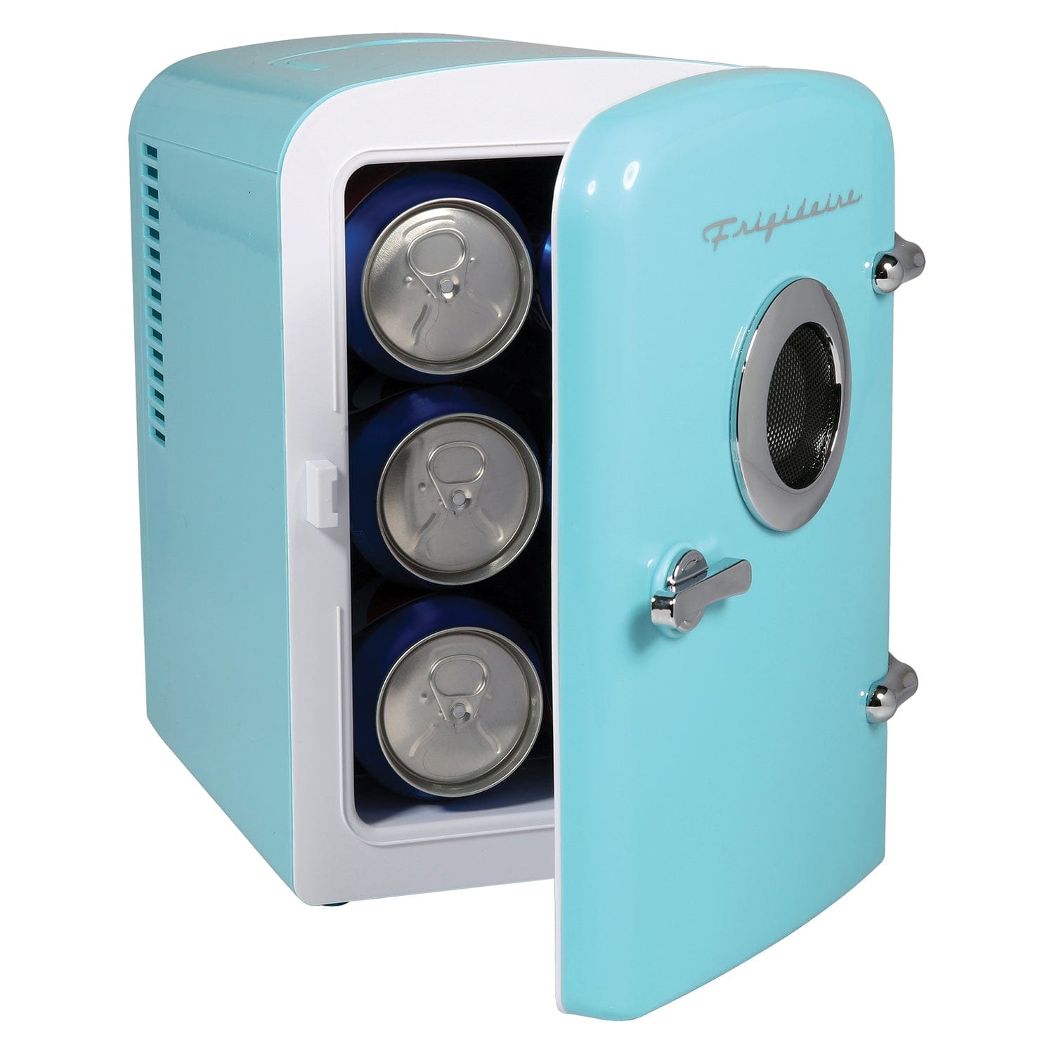 Frigidaire 6-Can Retro Portable Beverage Refrigerator with Bluetooth Speaker, Blue