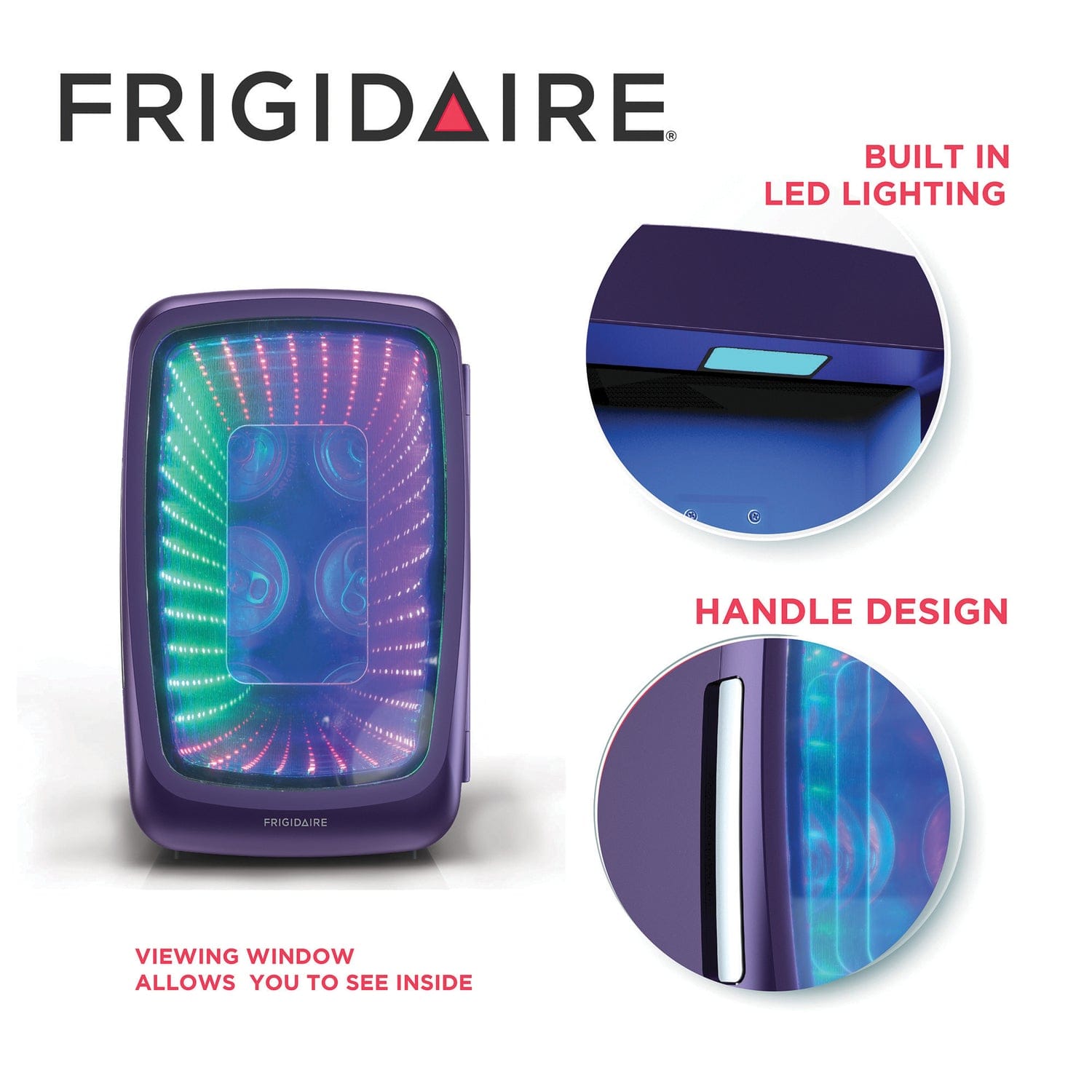 Frigidaire 6-Can Retro Gaming Light-up Portable Beverage Mini Fridge, EFMIS179, Purplehaze