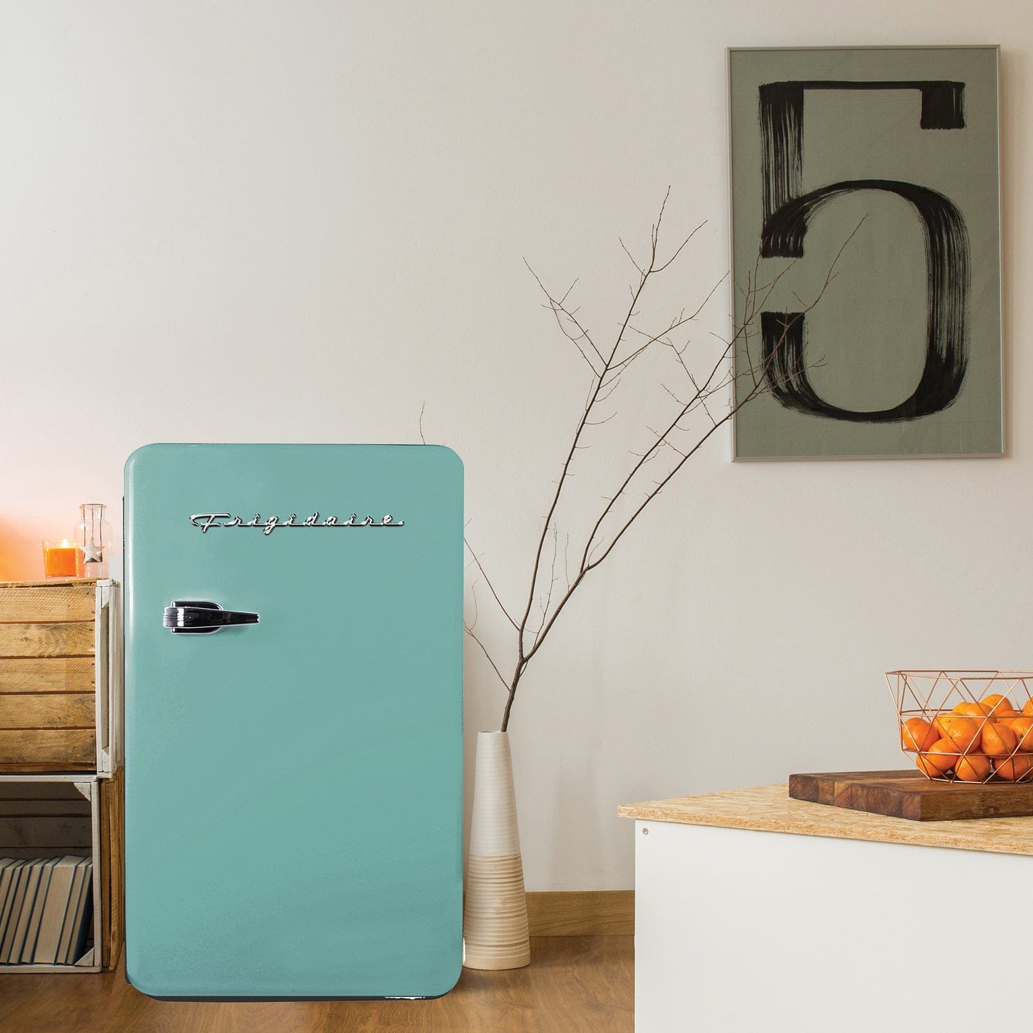 Frigidaire 3.2-Cu.-Ft. 60-Watt Retro Compact Refrigerator, Mint