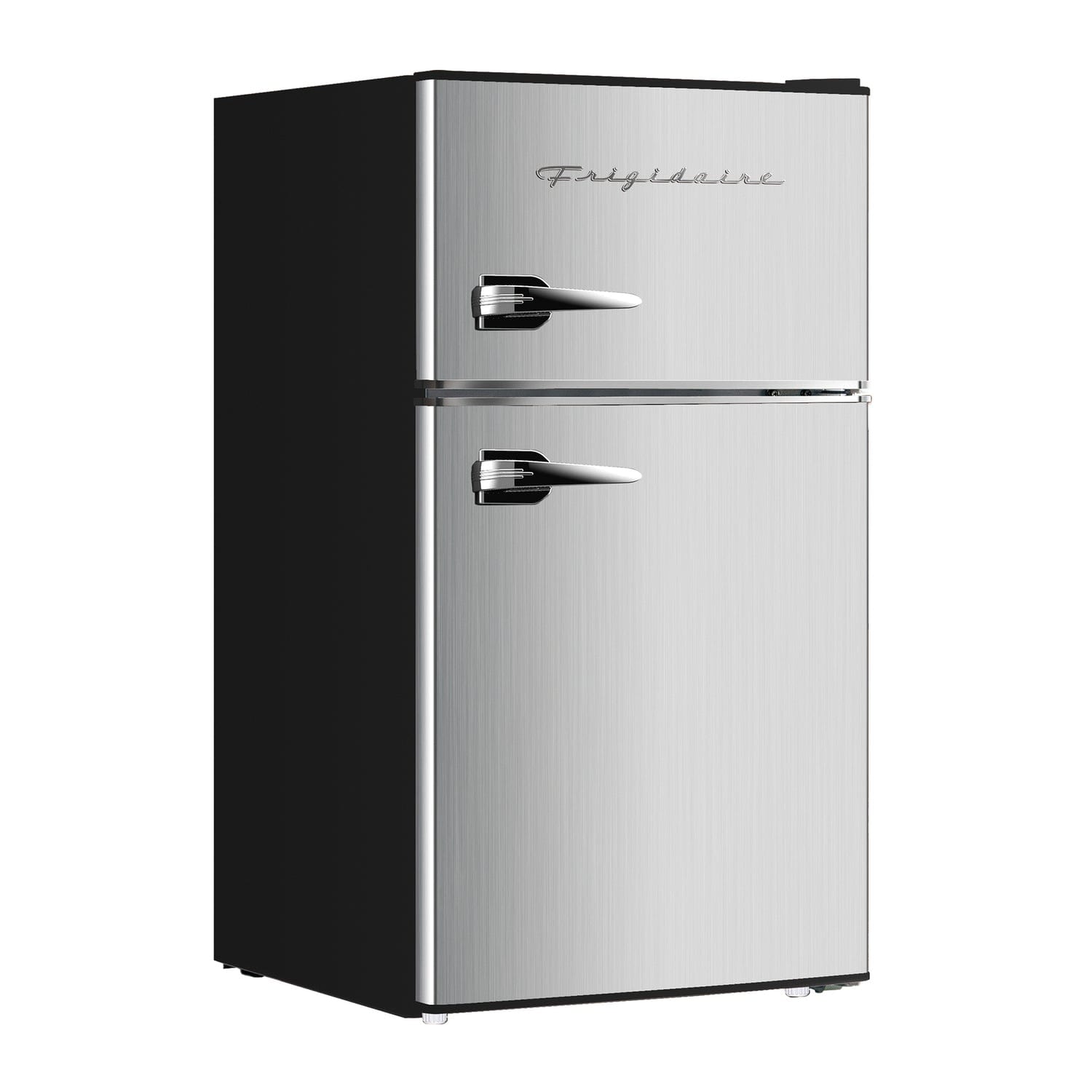 Frigidaire 3.2-Cu Ft. 2-Door Retro Compact Refrigerator with Freezer, EFR391-B, Platinum Design with Chrome Trim