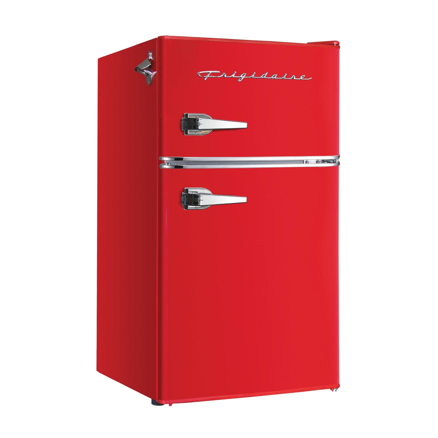 Frigidaire 3.2-Cu Ft. 2-Door Retro Compact Bar Fridge with Freezer and Side Bottle Opener, EFR840, Red