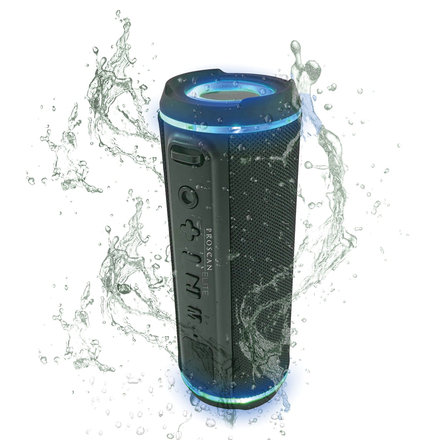 Proscan Elite Portable Light-up Waterproof Bluetooth Speaker with 360° Sound and FM Radio, Black, PESP1708
