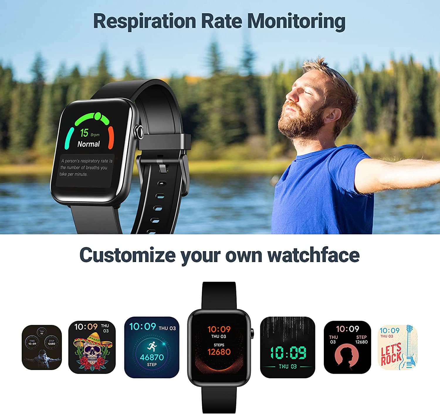 TicWatch GTH Heart Rate Monitoring Smartwatch Black