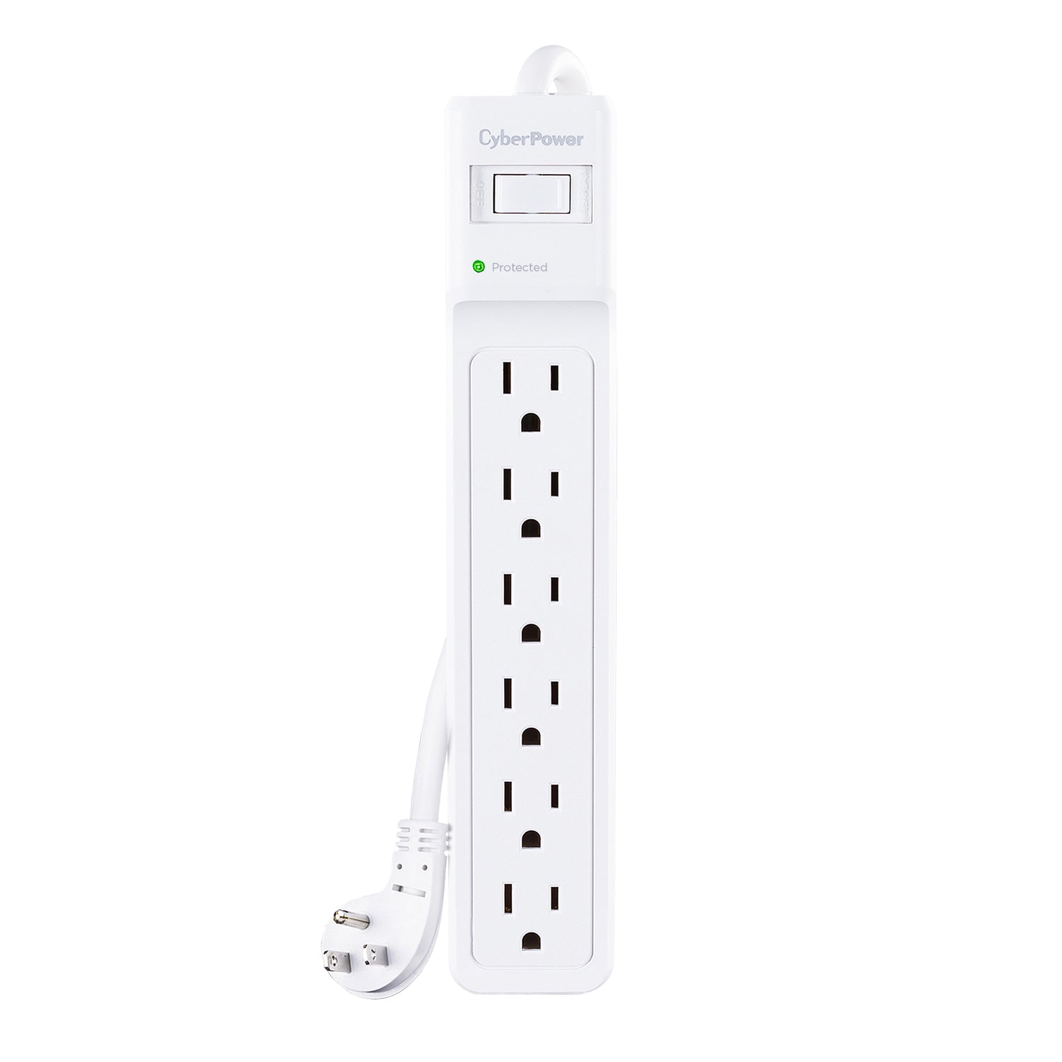 CyberPower 6-AC Outlet 600-Joules Essential Series Surge Protector Power Strip, 4-Ft. Cord with Angled Plug, B604