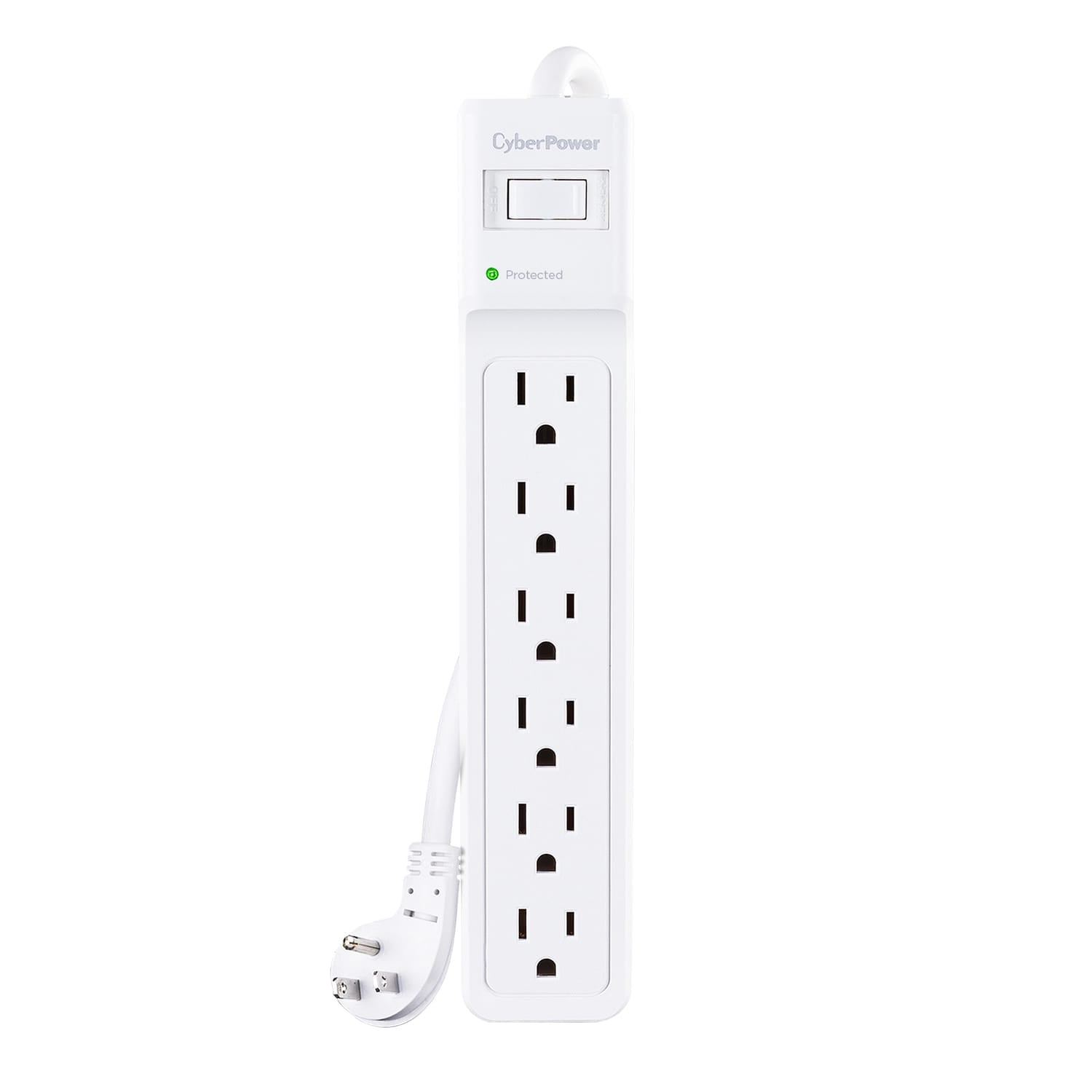 CyberPower 6-AC Outlet 600-Joules Essential Series Surge Protector Power Strip, 4-Ft. Cord with Angled Plug, B604