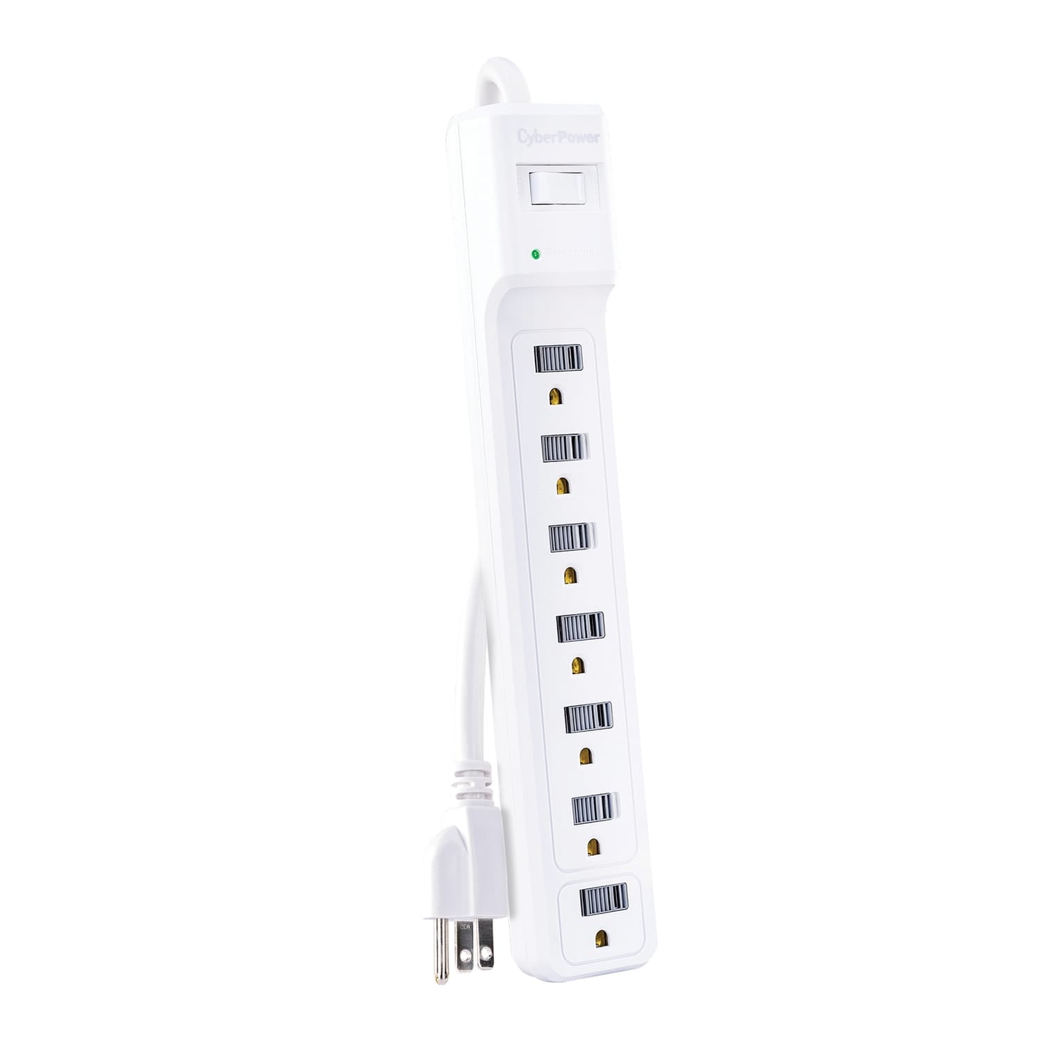 CyberPower 7-AC Outlet 1200-Joules Essential Series Surge Protector Power Strip with Sliding Covers, 4-Ft. Cord with Straight Plug, B704