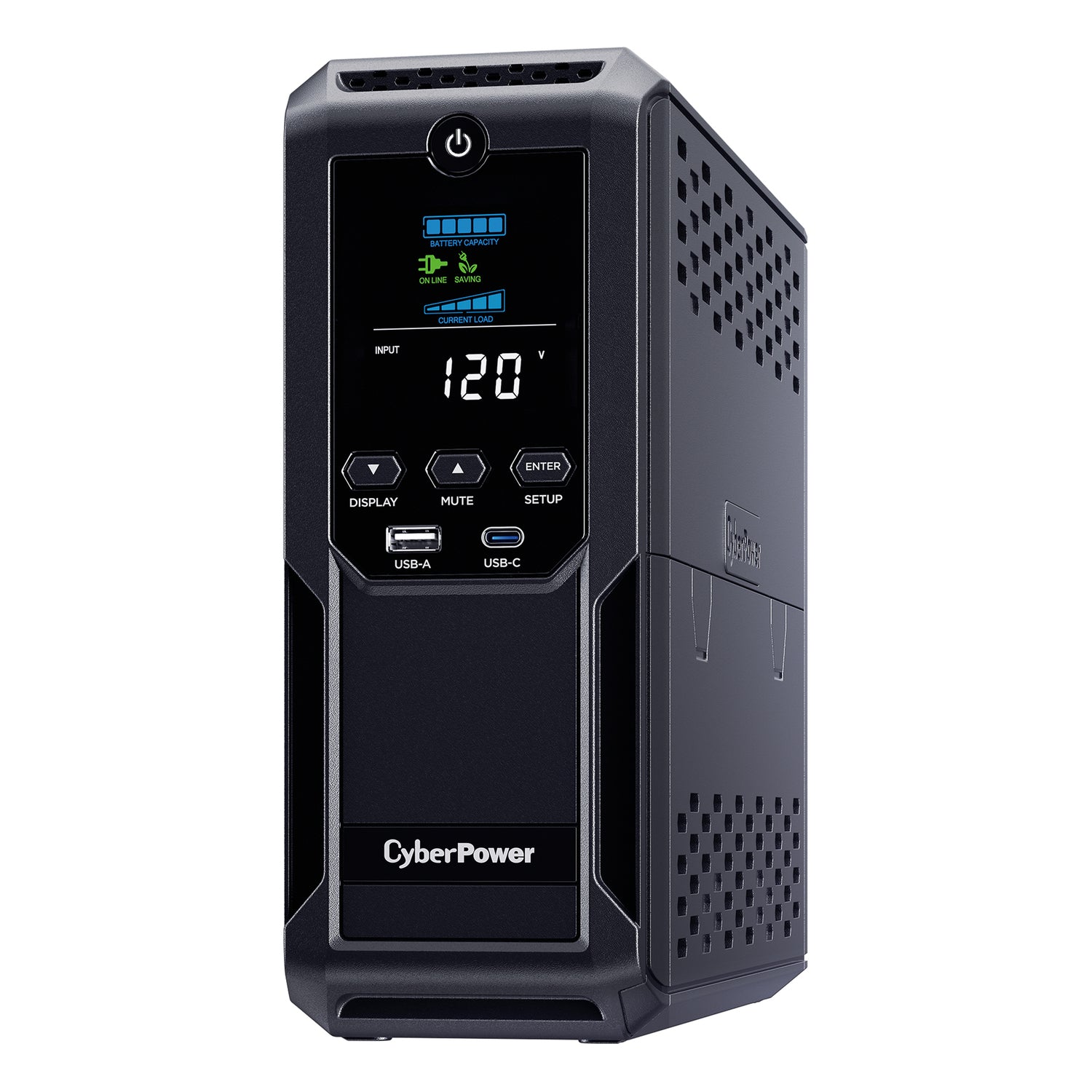 CyberPower 12-AC Outlet, 2-USB, and LAN/Coax 900-Watt/1500-VA Intelligent LCD UPS Tower with 1500-Joules Surge Protection and AVR, 6-Ft. Cord