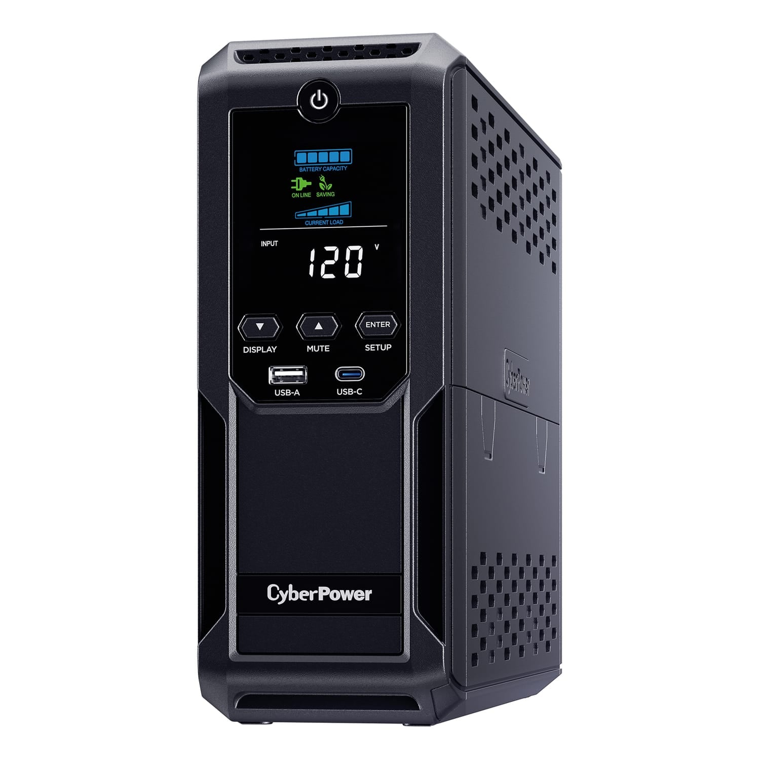 CyberPower 12-AC Outlet, 2-USB, and LAN/Coax 900-Watt/1500-VA Intelligent LCD UPS Tower with 1500-Joules Surge Protection and AVR, 6-Ft. Cord