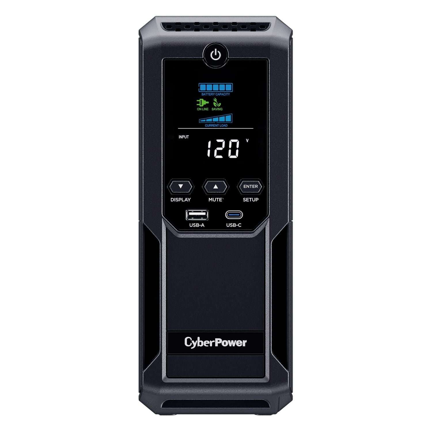 CyberPower 12-AC Outlet, 2-USB, and LAN/Coax 900-Watt/1500-VA Intelligent LCD UPS Tower with 1500-Joules Surge Protection and AVR, 6-Ft. Cord