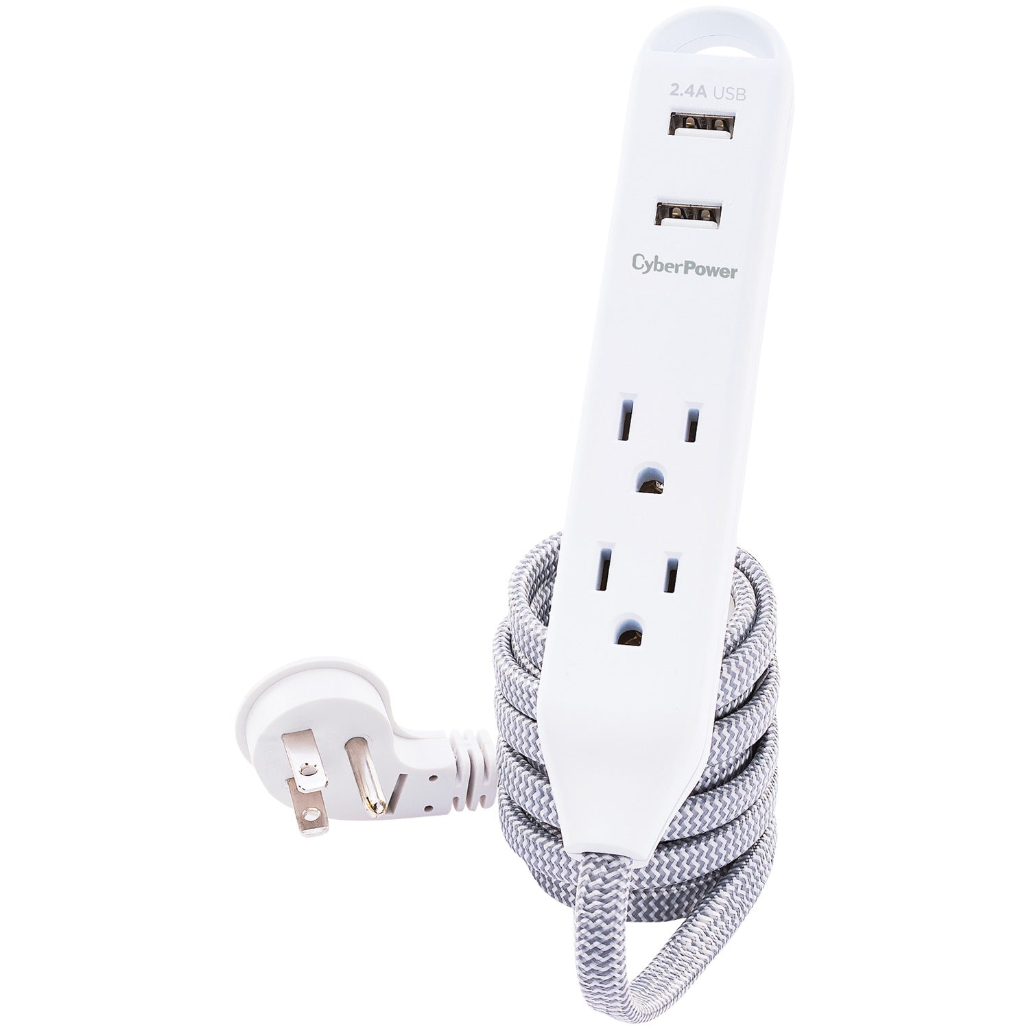 CyberPower Reach and Charge Power Strip, 3 AC Outlets and 2 USB Ports, 6-Ft. Braided Cord, GC306U